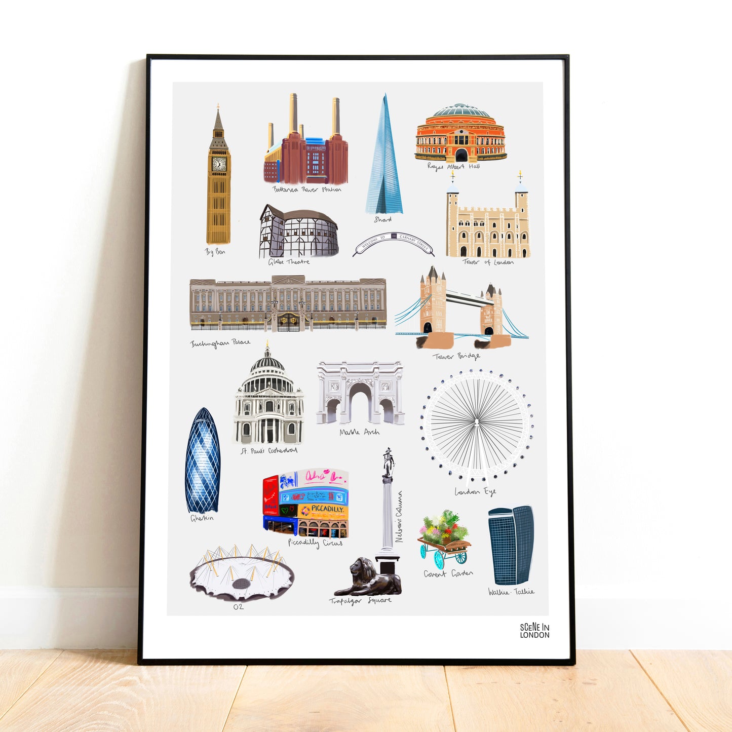 London poster with London landmarks