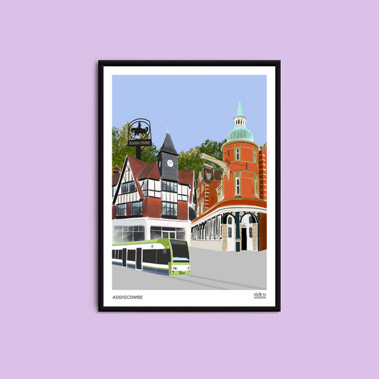 Addiscombe print with drawing of Croydon tram