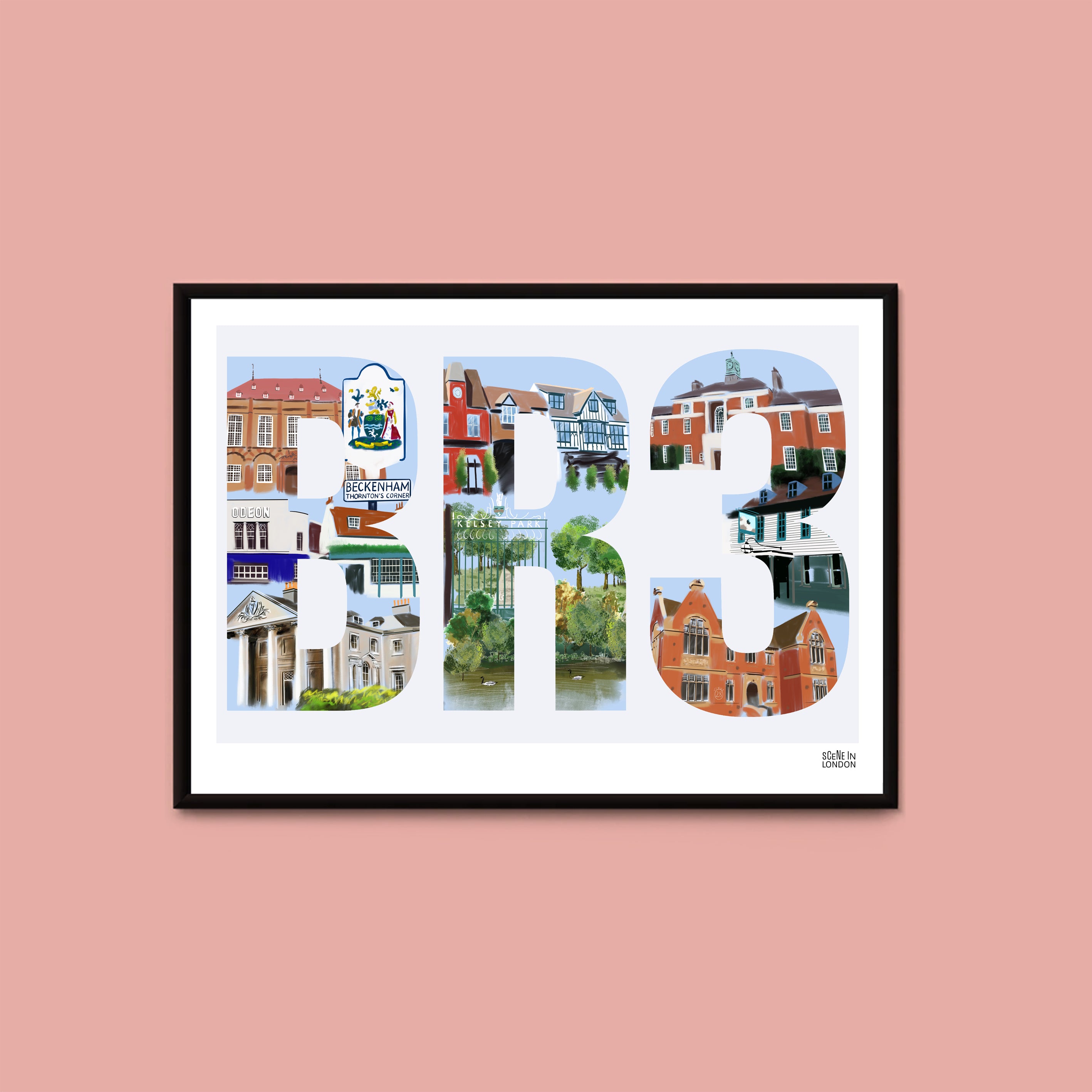 Postcode Word Art BR3 Postcode Print – London art prints and gifts by Scene in London