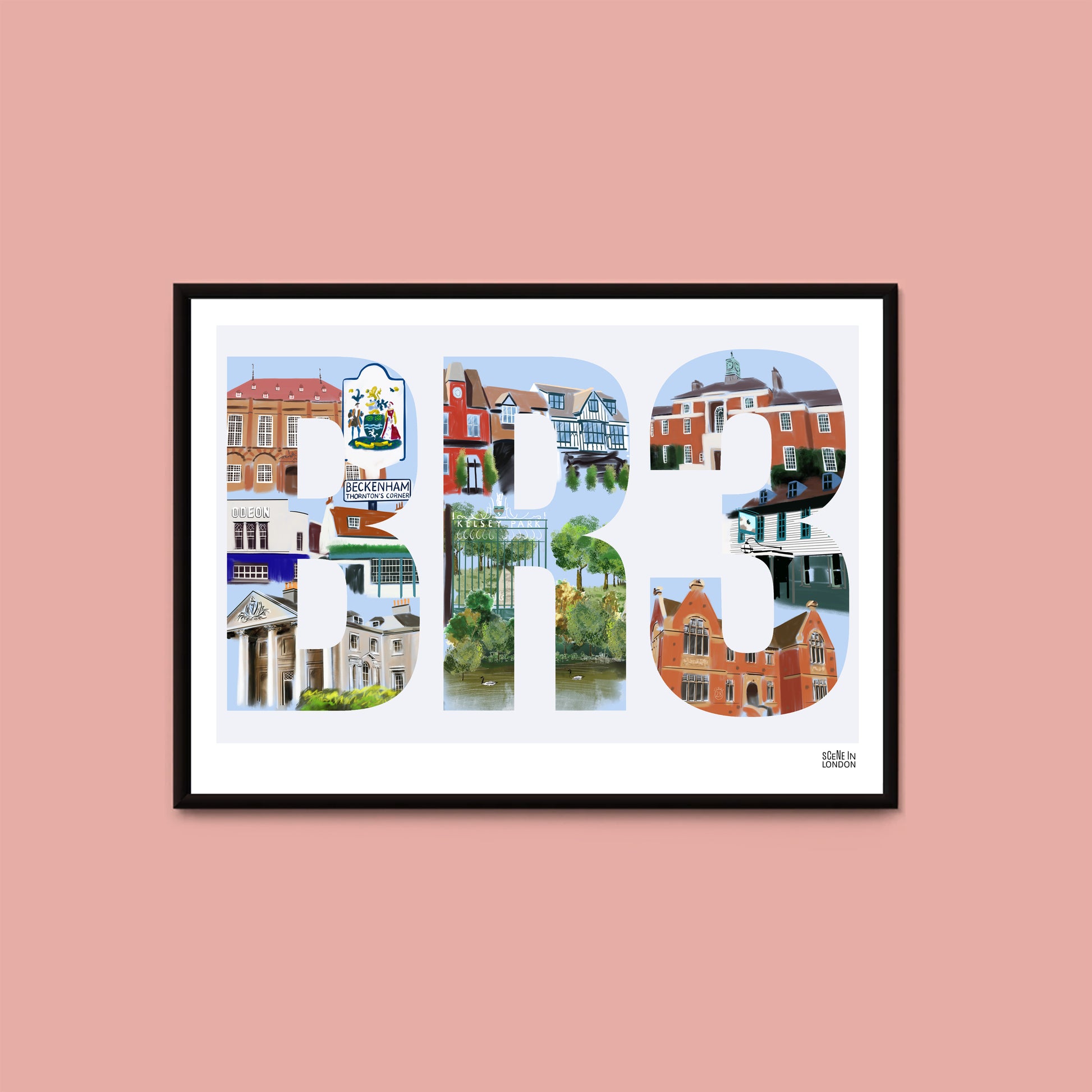 BR3 Postcode Print – London art prints and gifts by Scene in London
