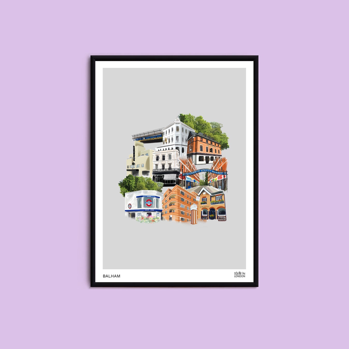 Balham Art Print featuring landmarks in Balham