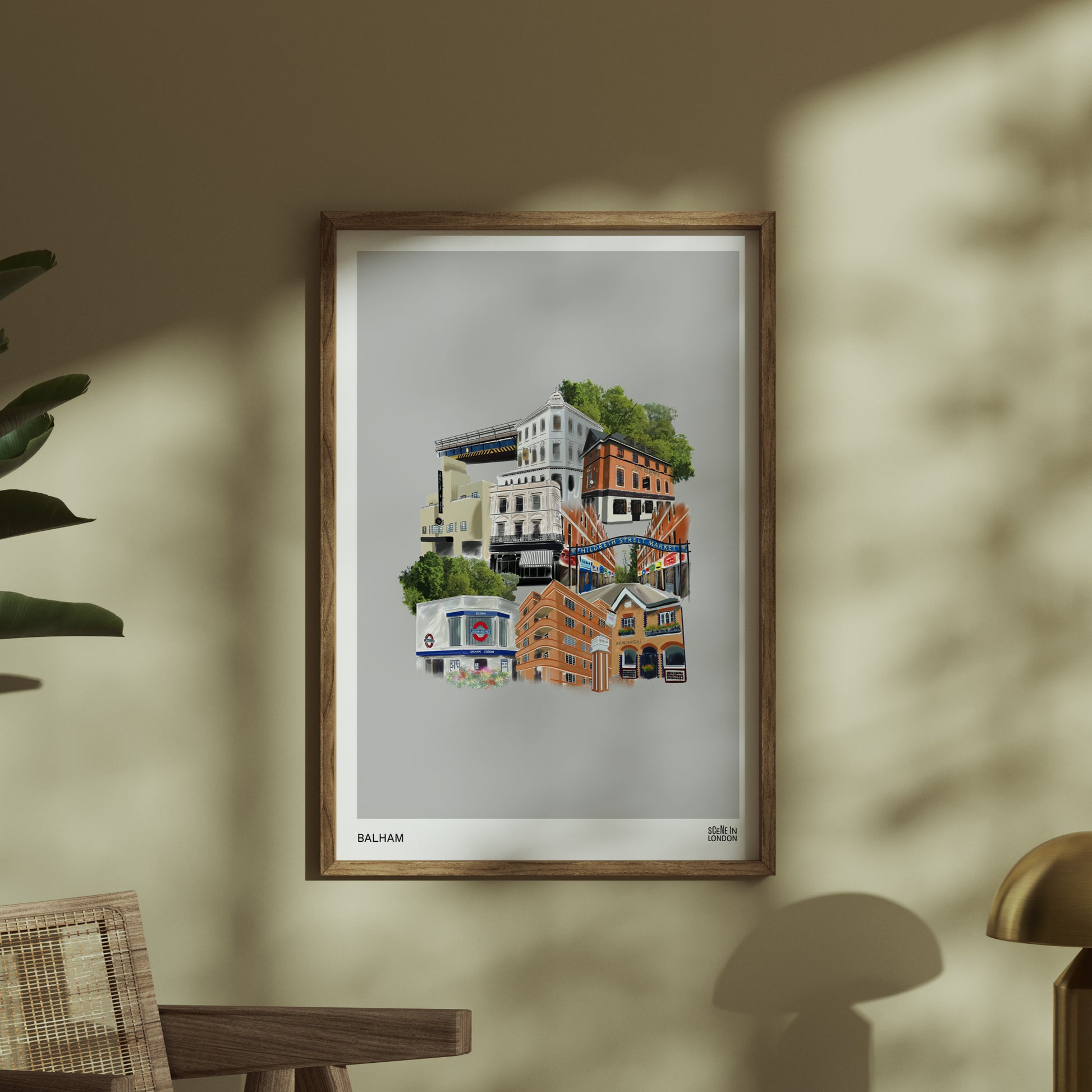 Balham London wall art print in stylish interior