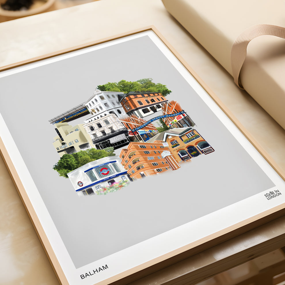 Balham Illustration Print London art prints by Scene in London. High