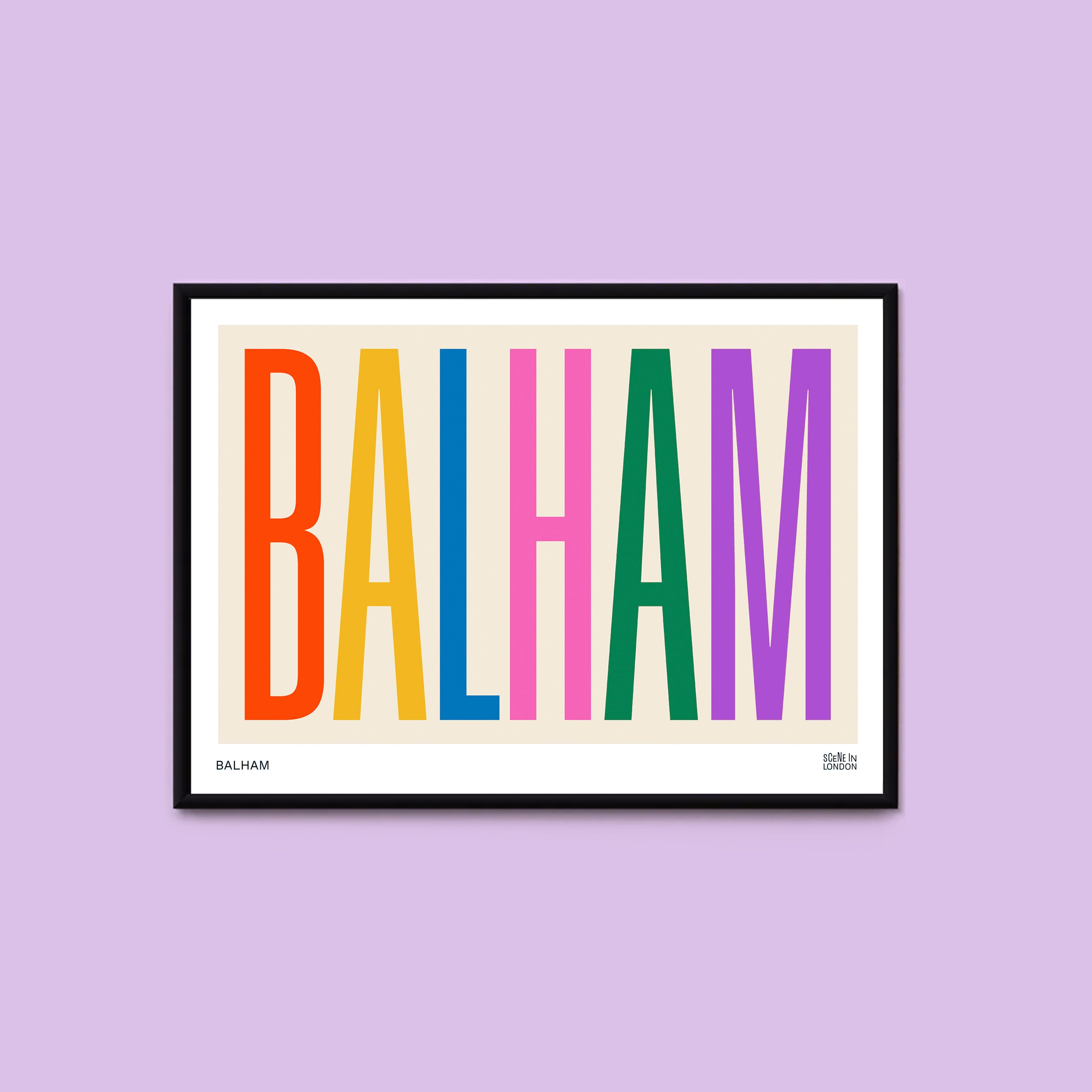 Balham Typographic Print – London art prints and gifts by Scene in London