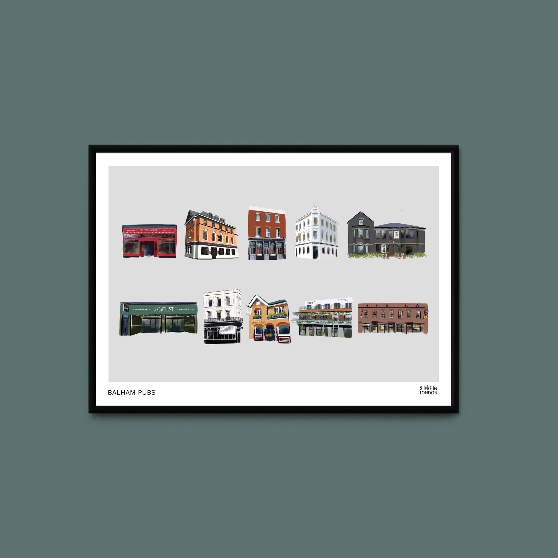 Balham pubs art print by Scene in London