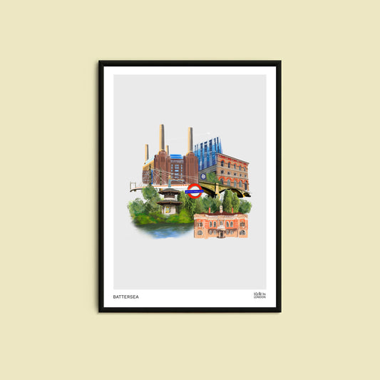 Unique Battersea Art Print featuring landmarks in Battersea