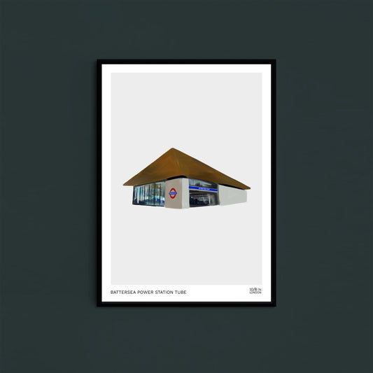 Art poster of Battersea Power Station Tube station in London
