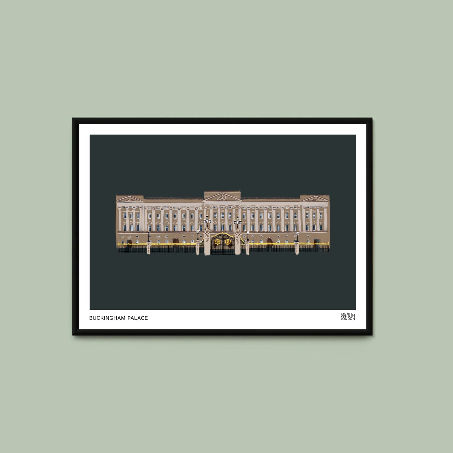 Framed artwork of Buckingham Palace by Scene in London