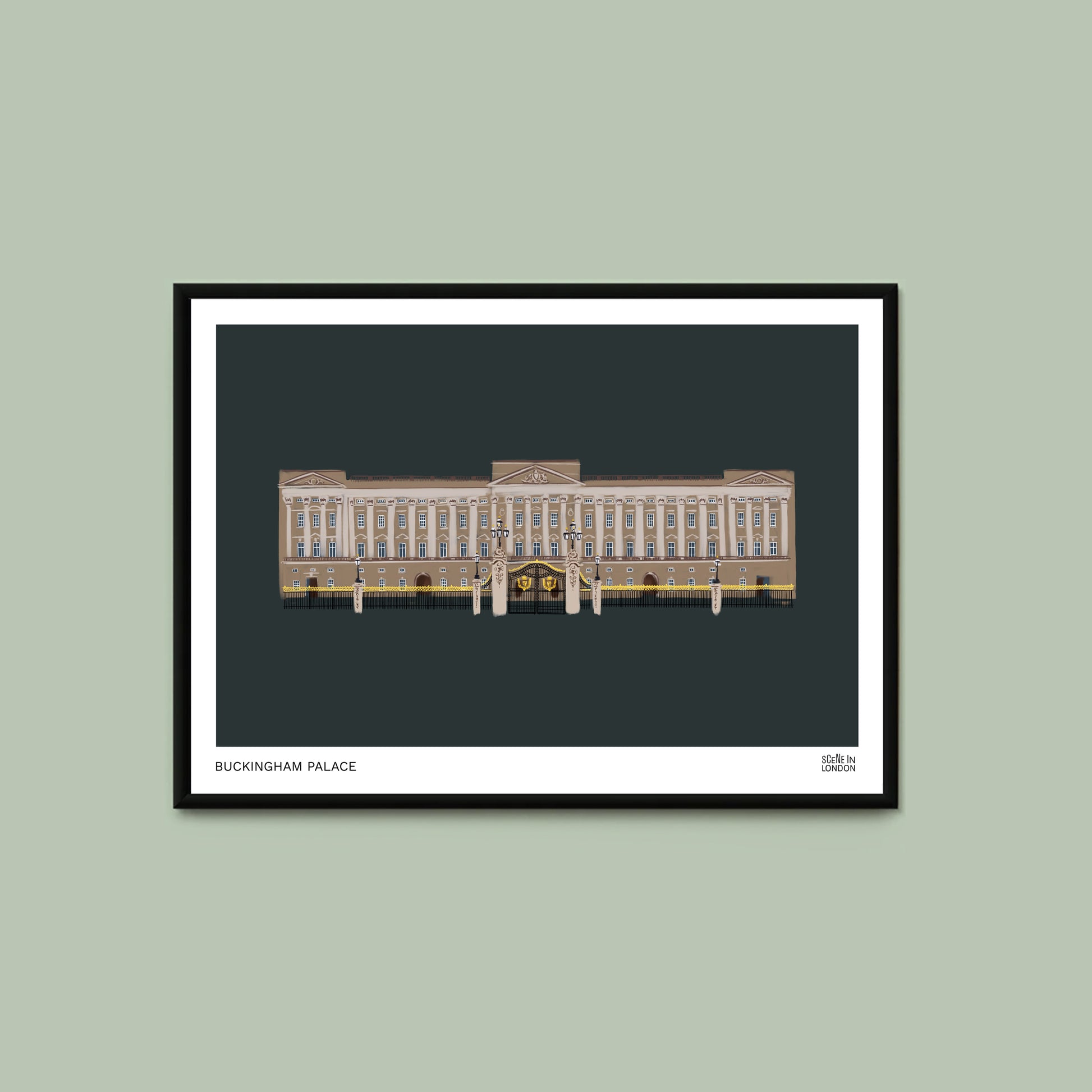 Framed artwork of Buckingham Palace by Scene in London