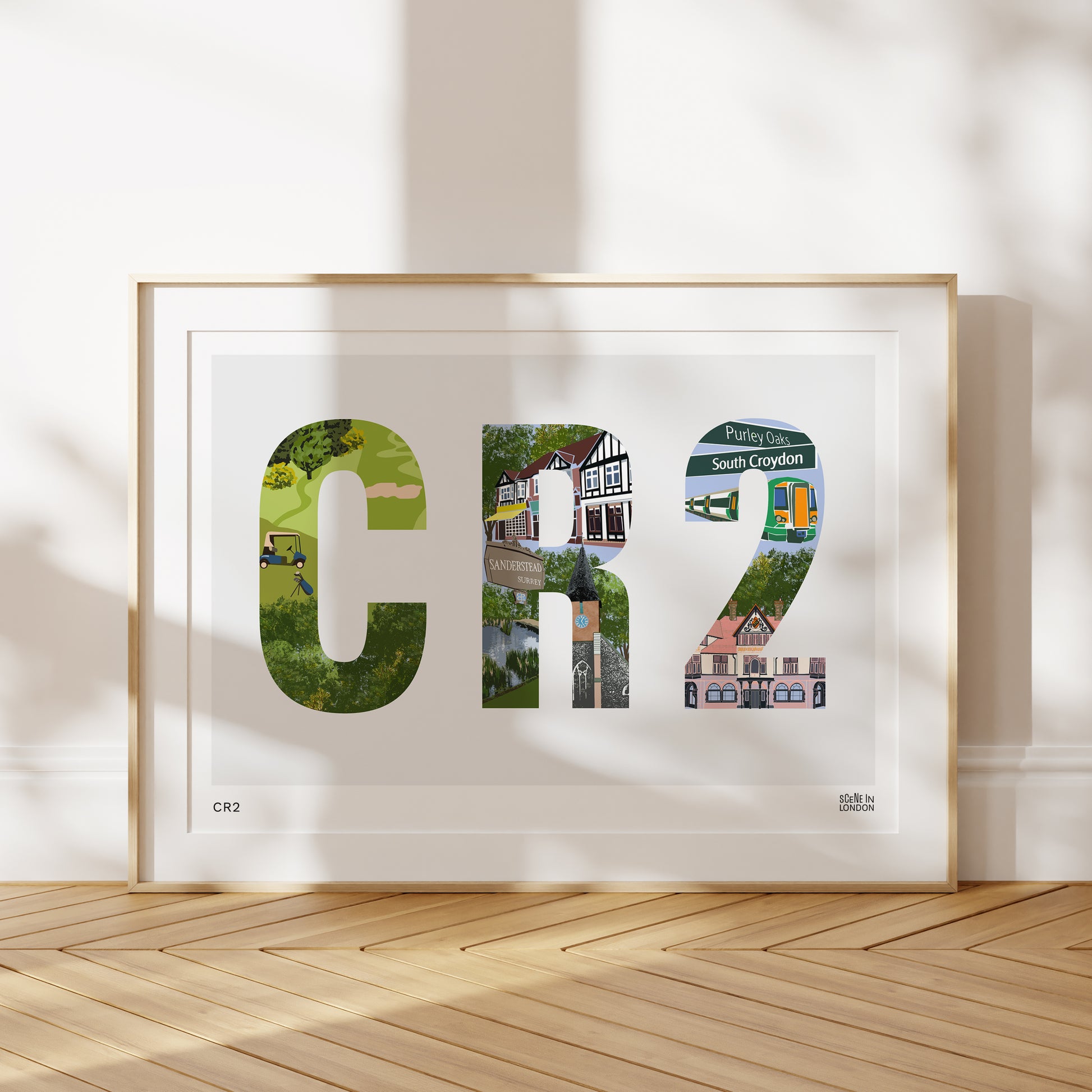 CR2 Croydon Print featuring places in Croydon