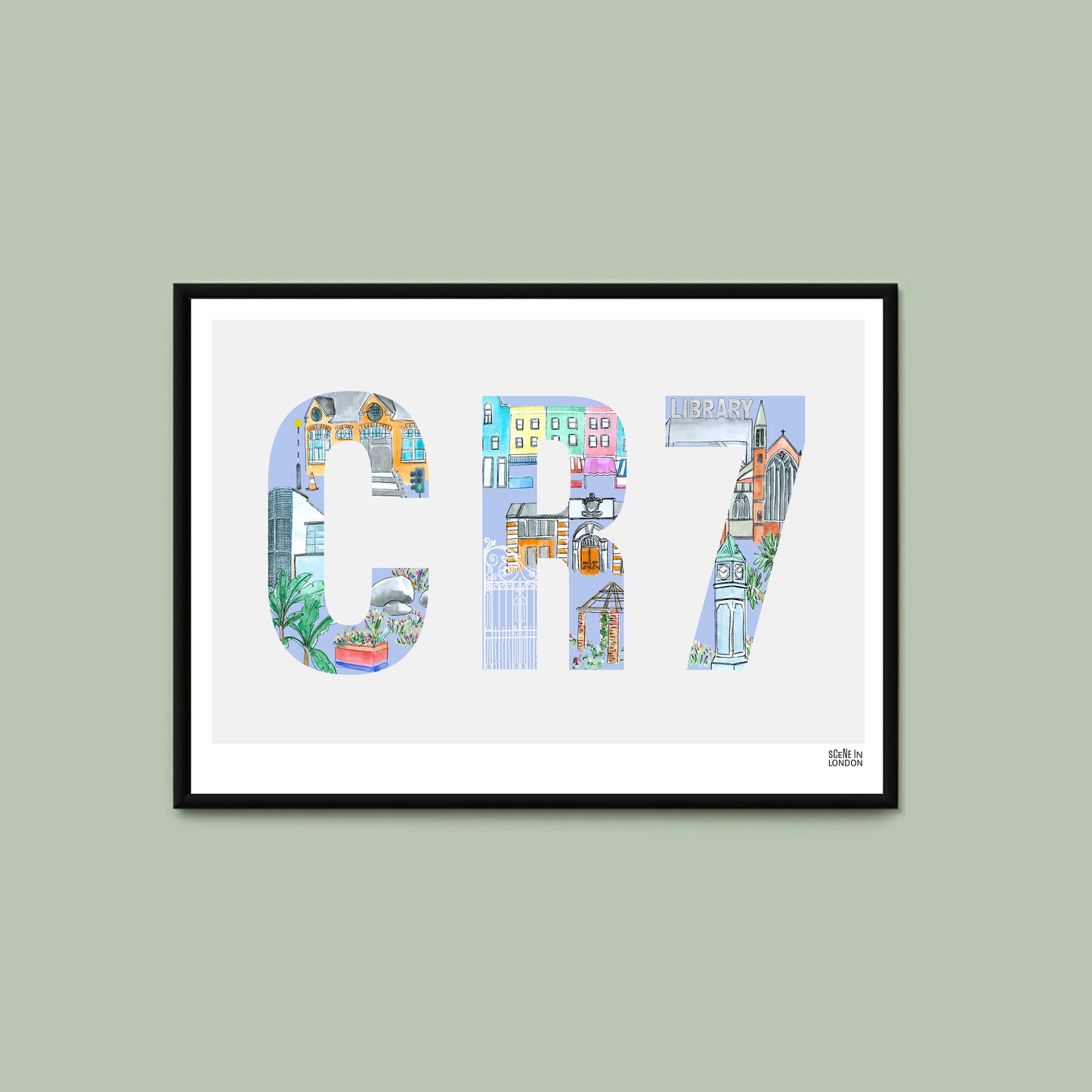 Thornton Heath art print with places in CR7 Thornton Heath London