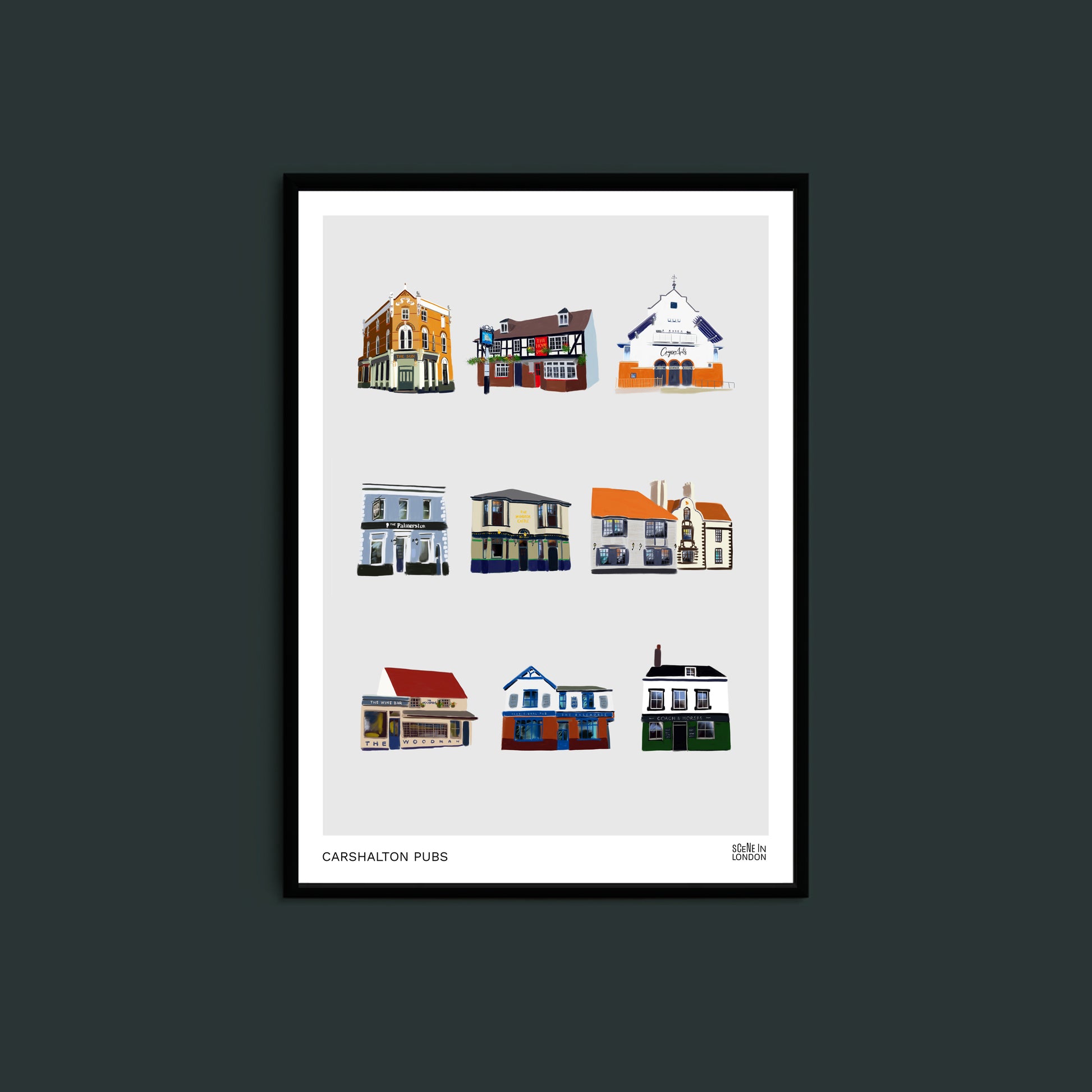 Carshalton Pubs art print by Samantha Foley