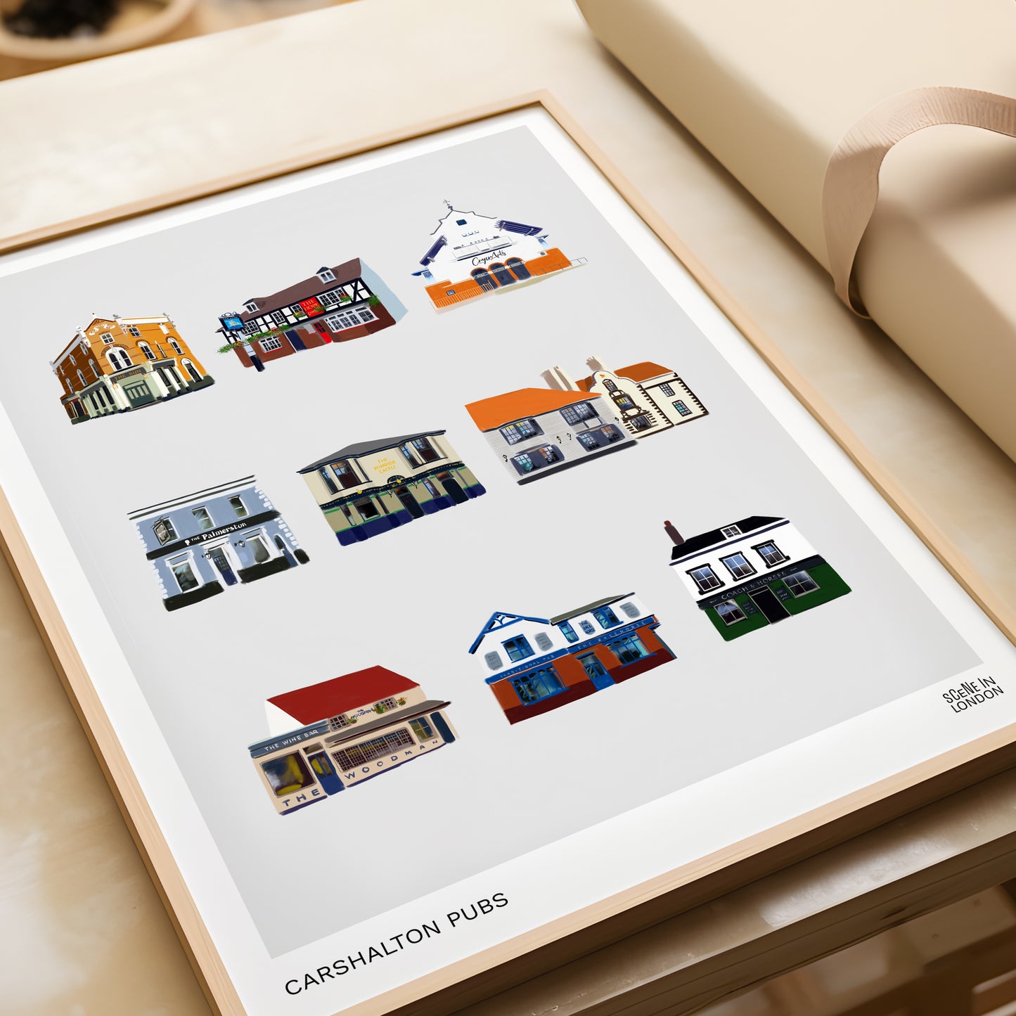 Carshalton Pubs art print by Samantha Foley