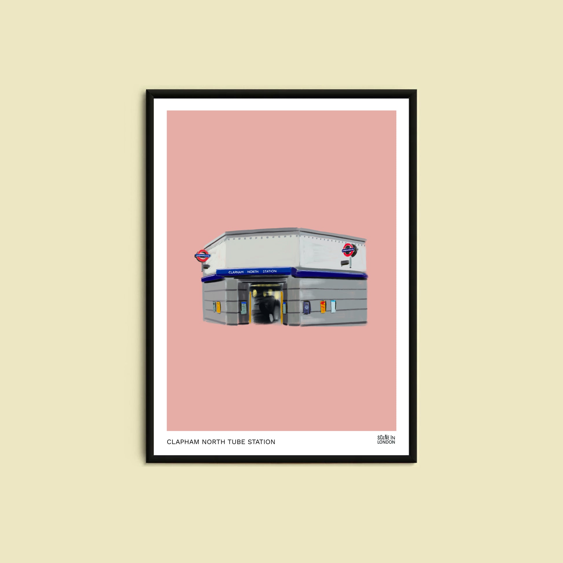 Clapham North underground art print by Scene in London