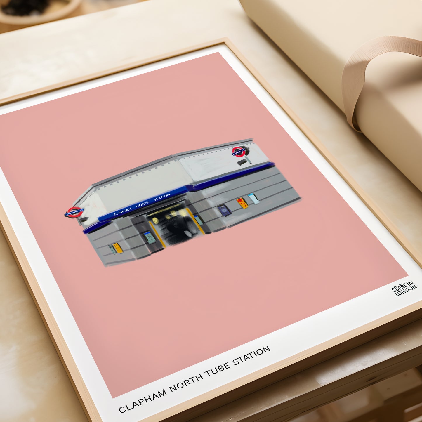 Clapham North underground art print by Scene in London