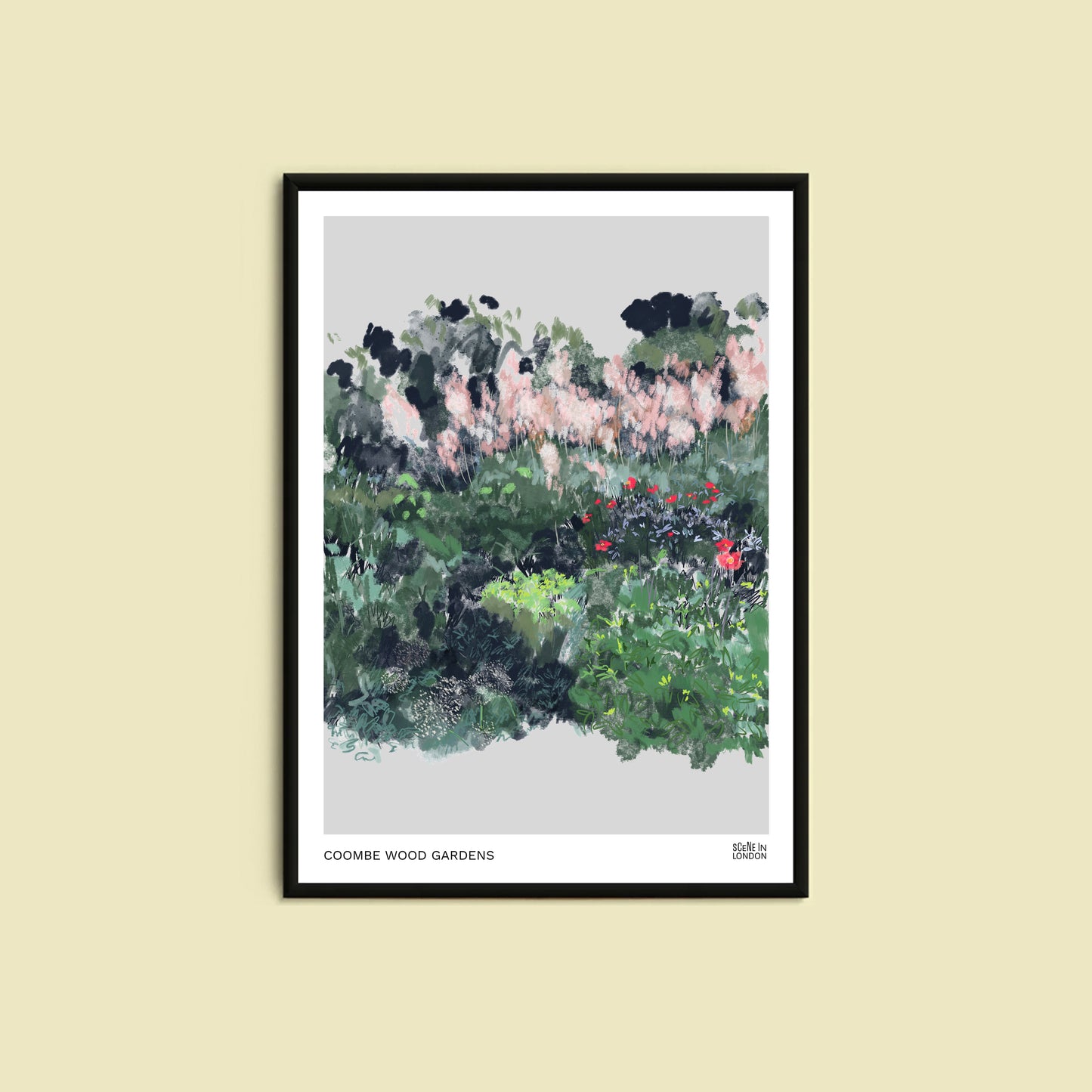 Coombe Wood Gardens art print featuring flowers in the garden. Croydon art print.
