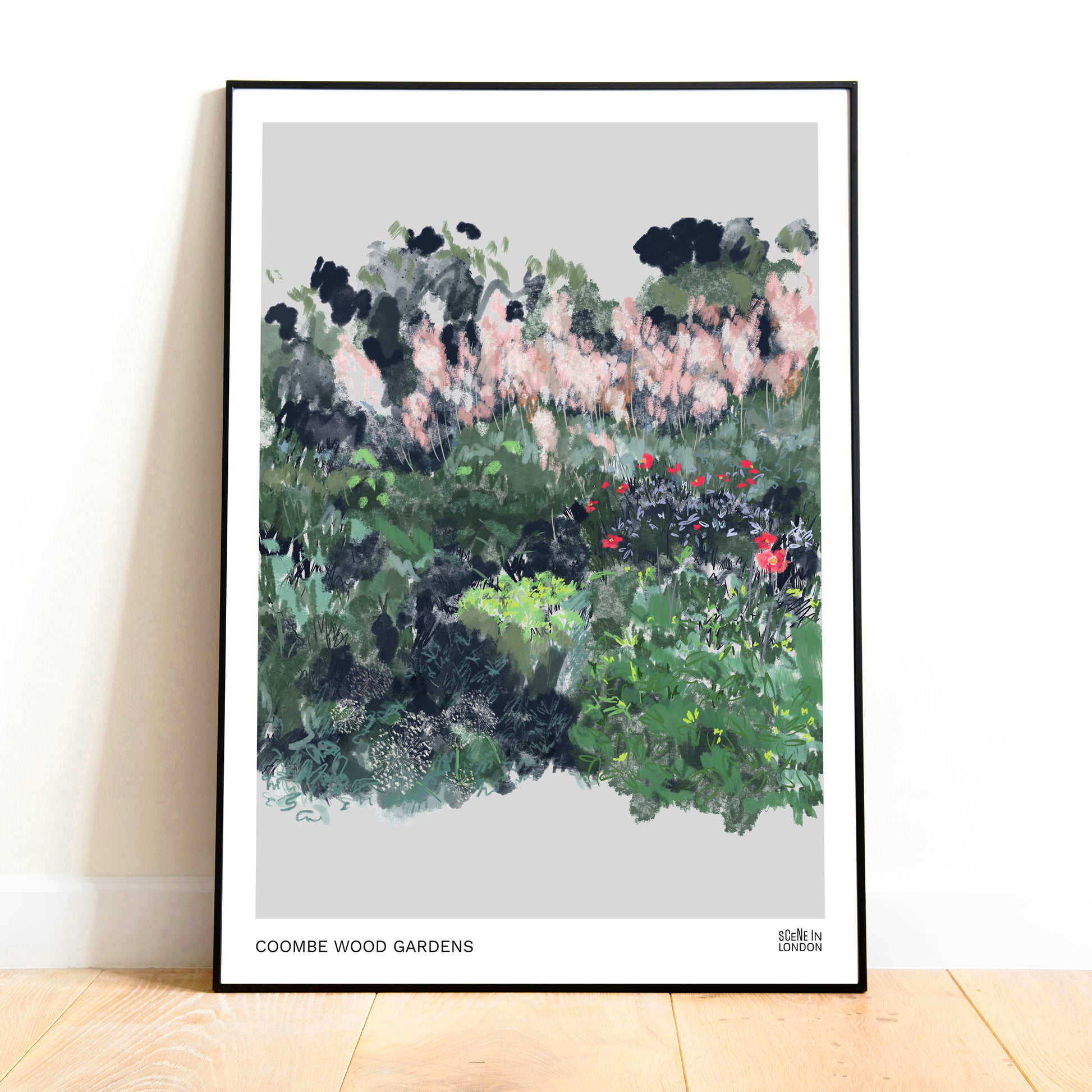Coombe Wood Gardens art print featuring flowers in the garden. Croydon art print.