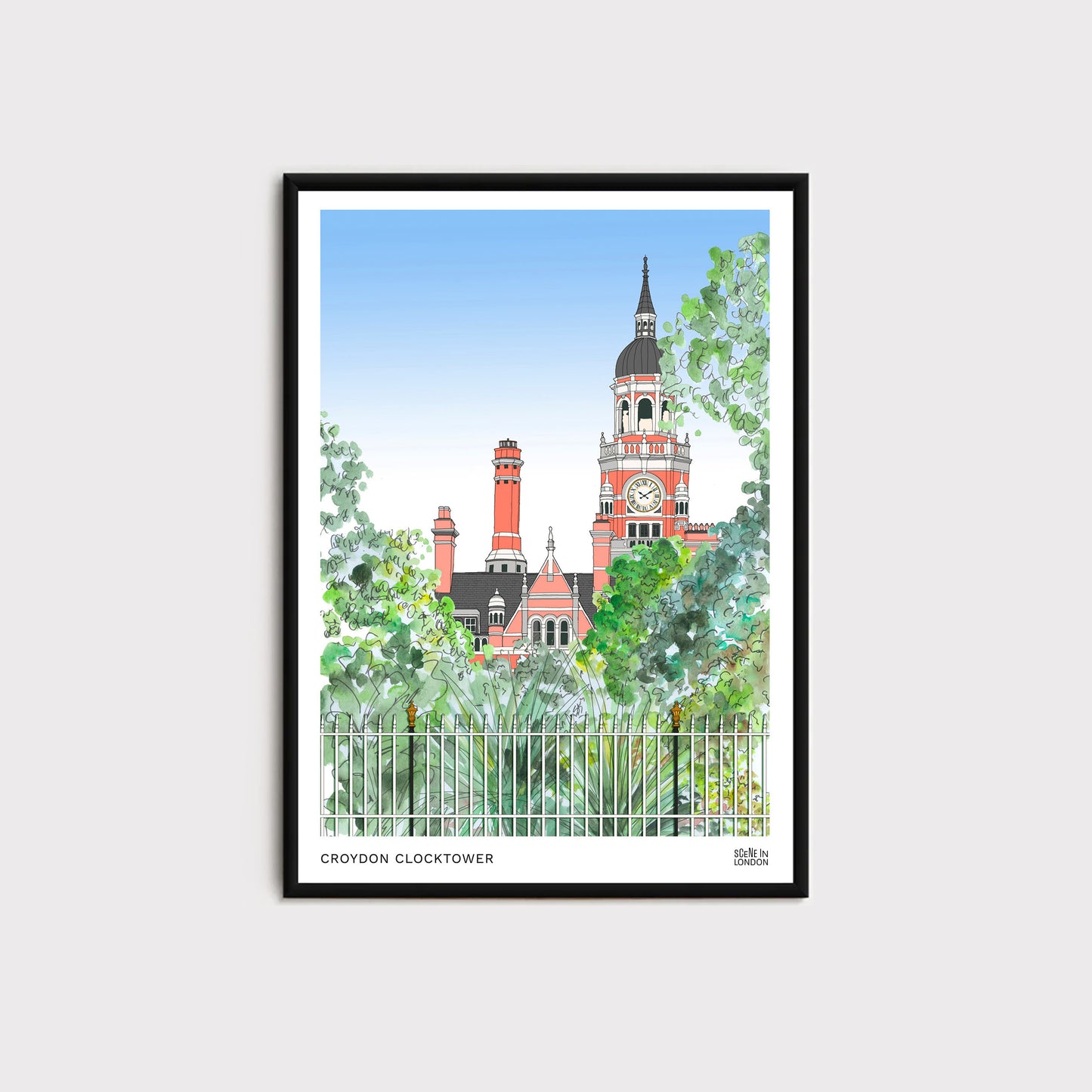 Art print of Croydon Clocktower in Croydon London