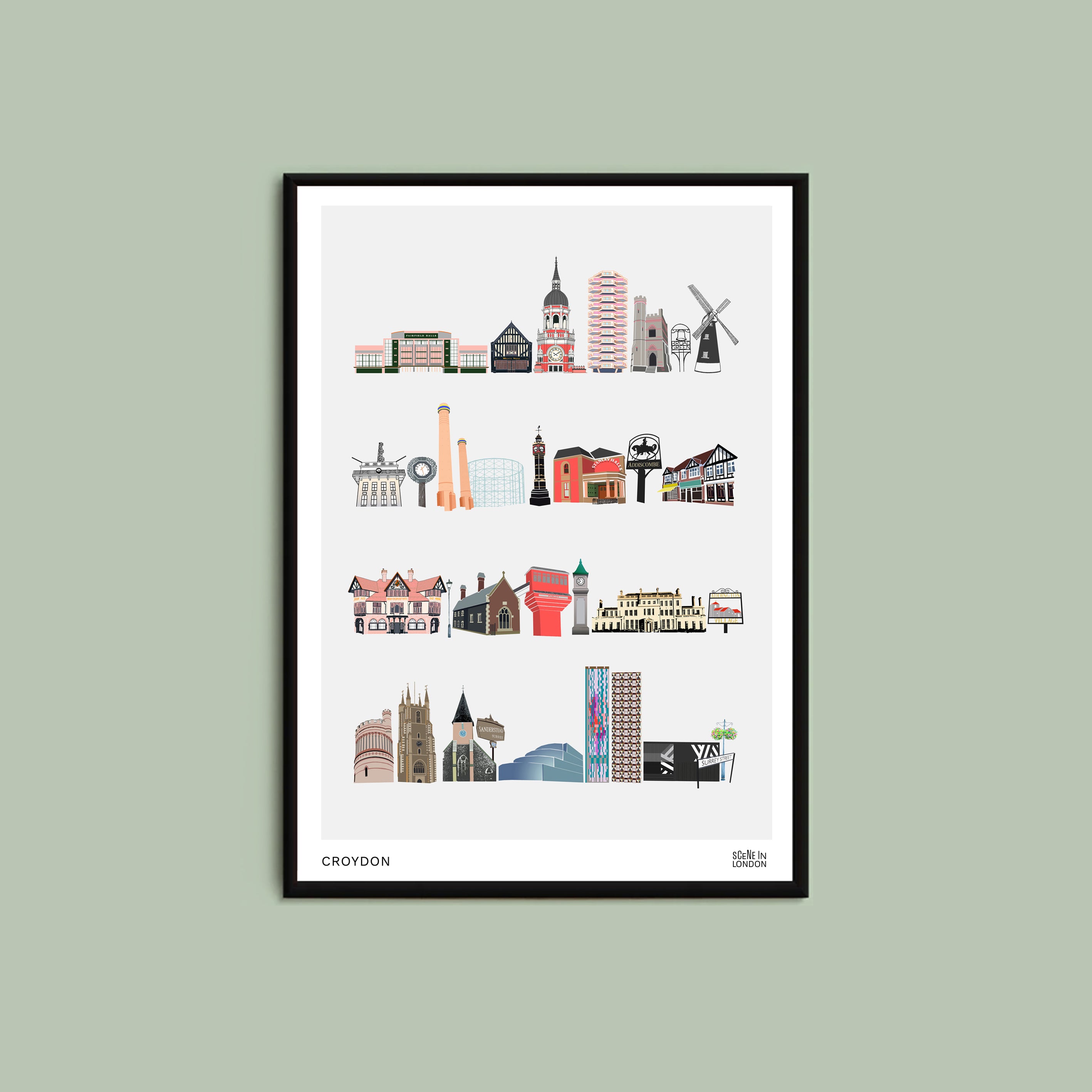 Croydon Places Illustration Print High quality London art prints by
