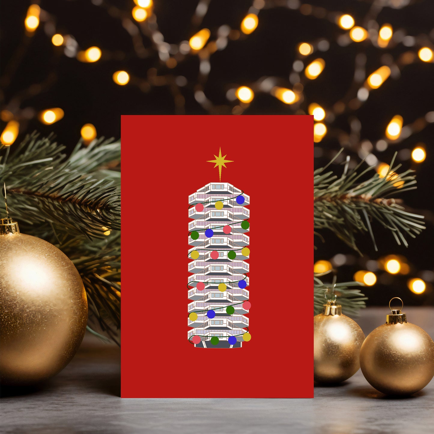 Croydon Christmas card pictured with decorated Christmas tree 