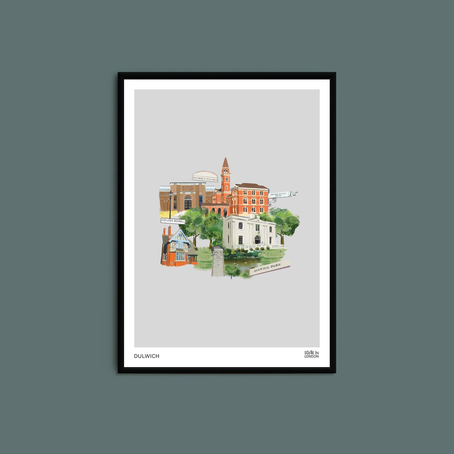 Dulwich art print of places in Dulwich London