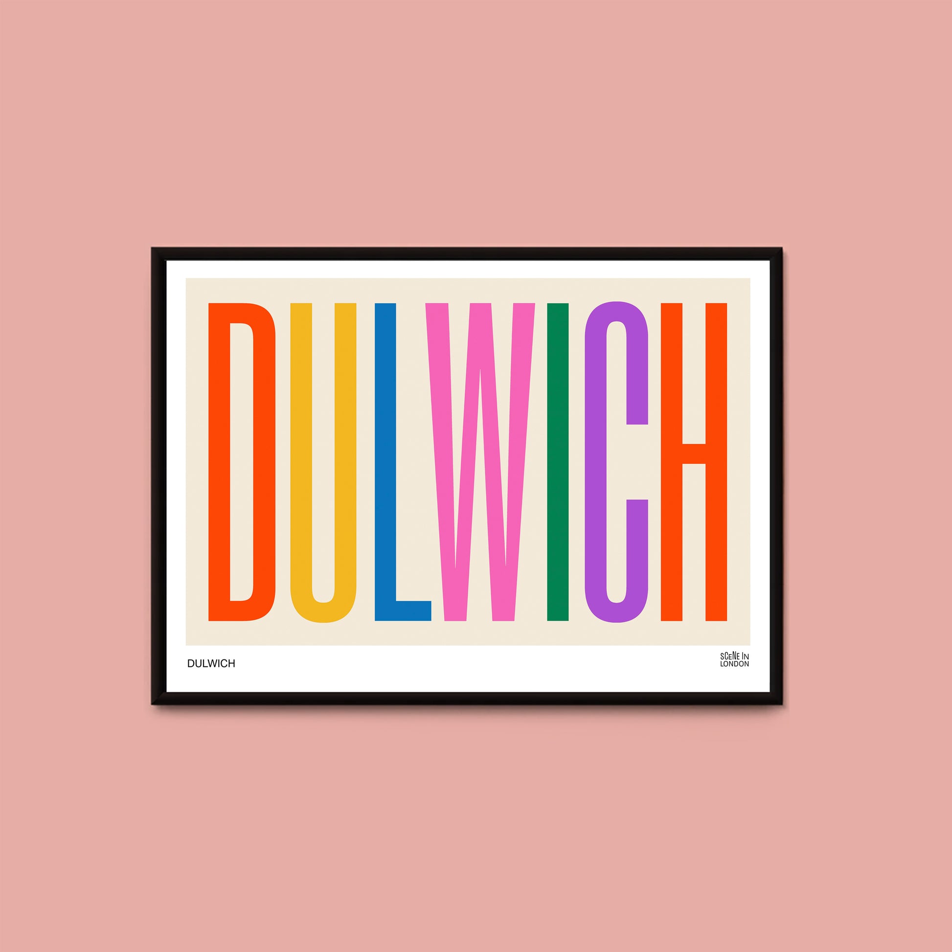 Dulwich typographic colourful print