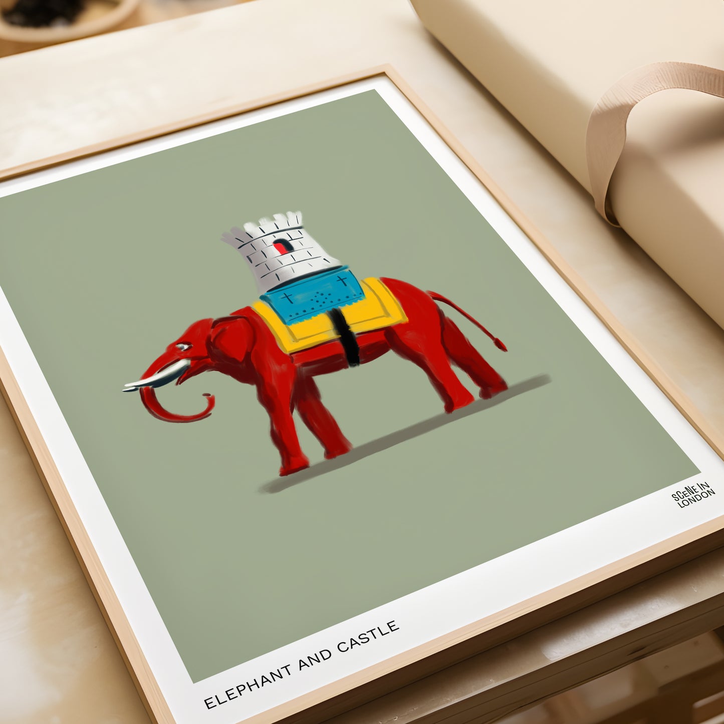 Elephant and Castle statue art print by Scene in London