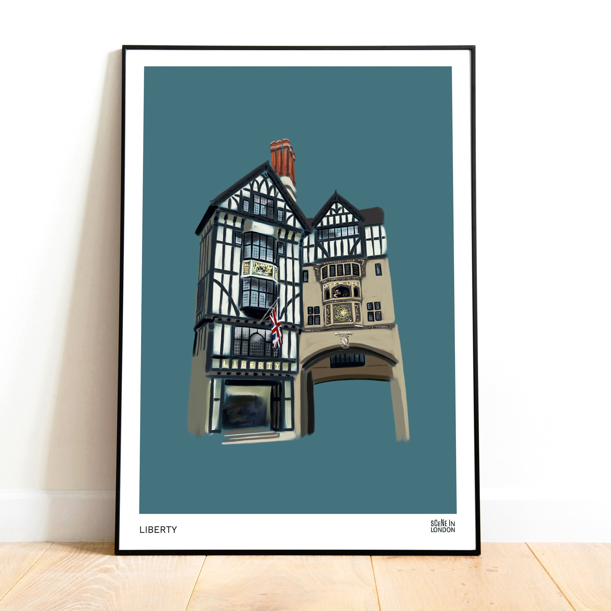 Liberty of London art print on teal background by Scene in London