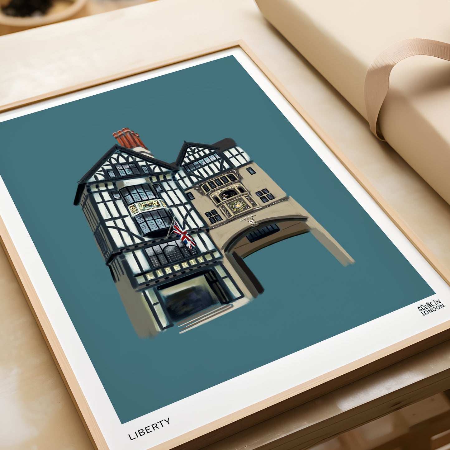 Liberty of London art print on teal background by Scene in London