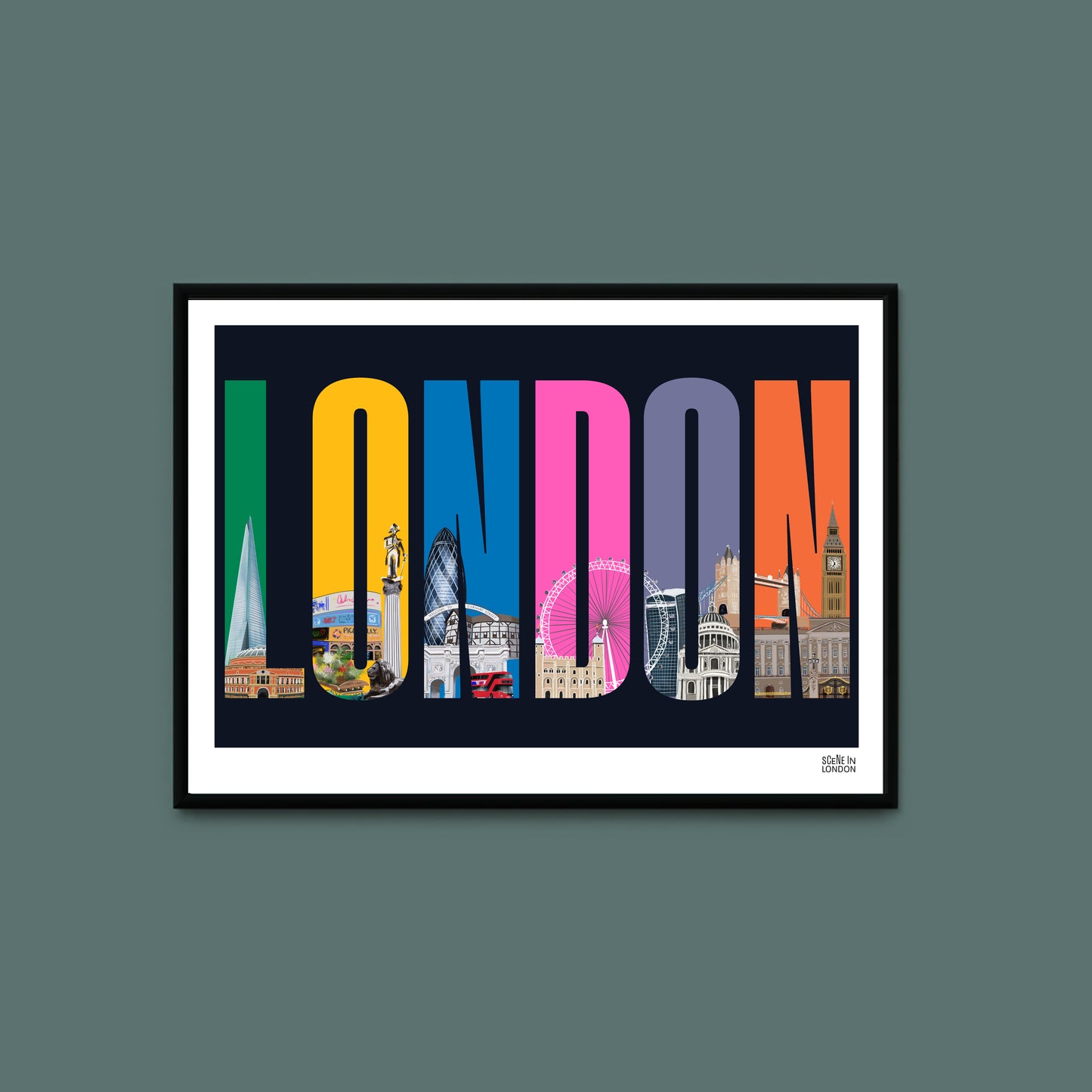 London Art Print with London Landmarks