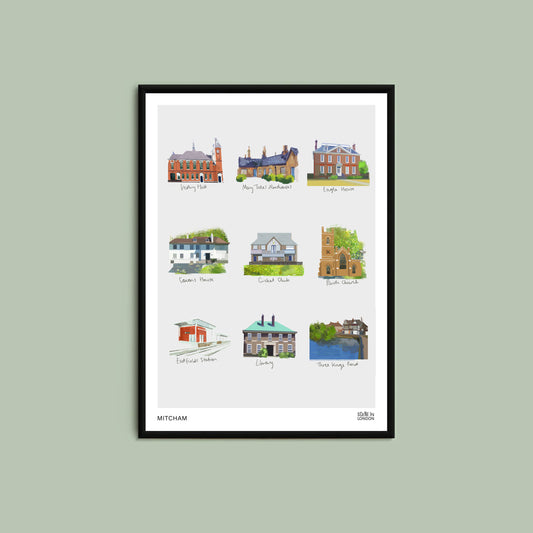 Mitcham Places Illustration Print