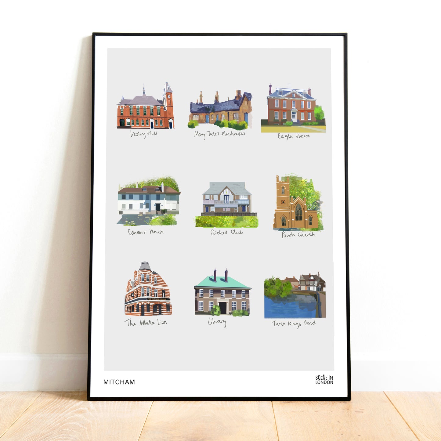 Mitcham Places Illustration Print