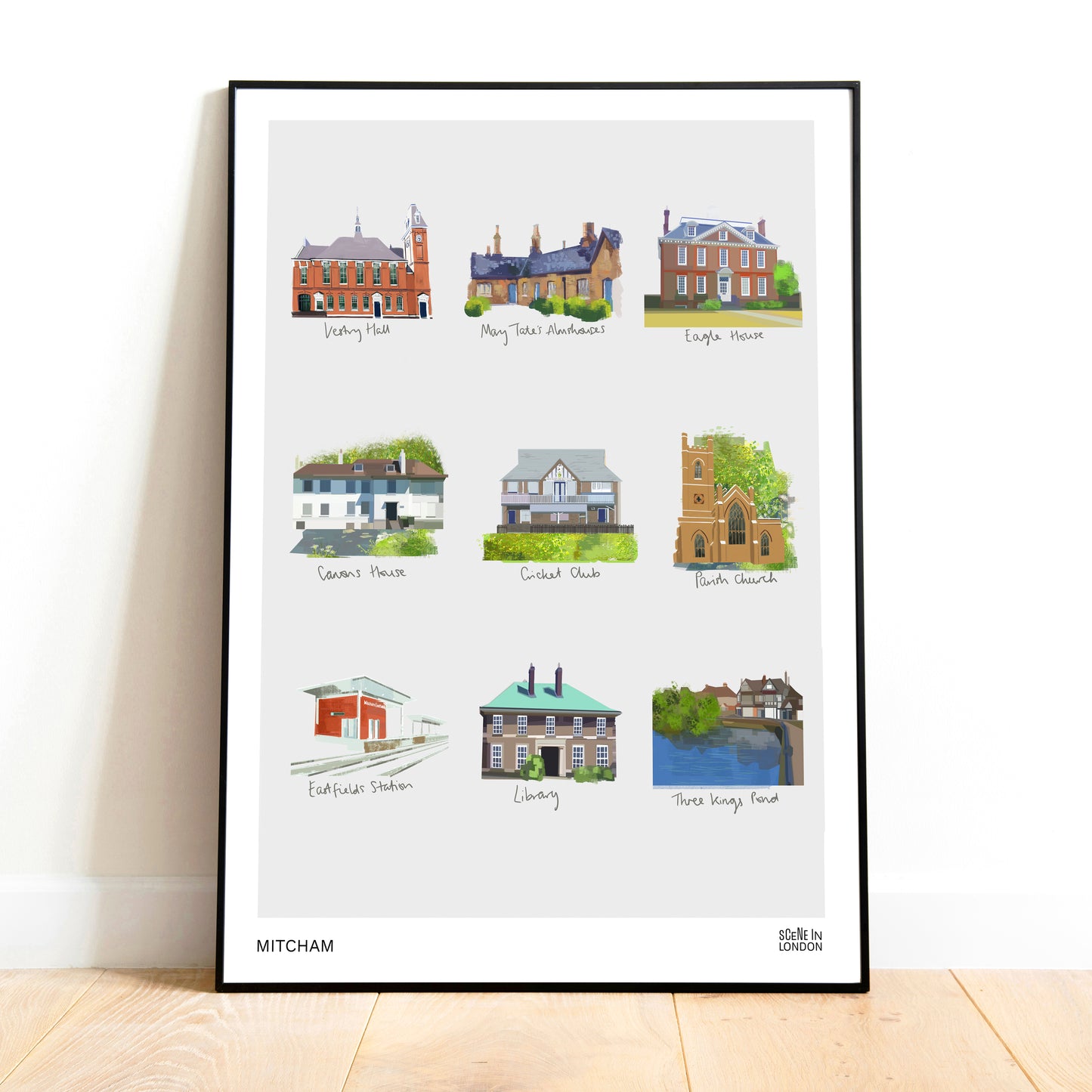 Mitcham Places Illustration Print