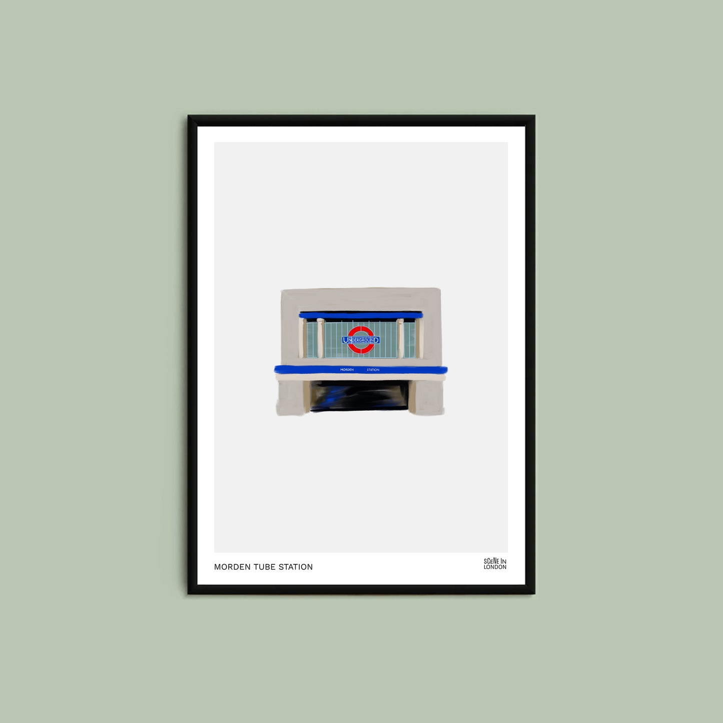 Morden London tube station art print