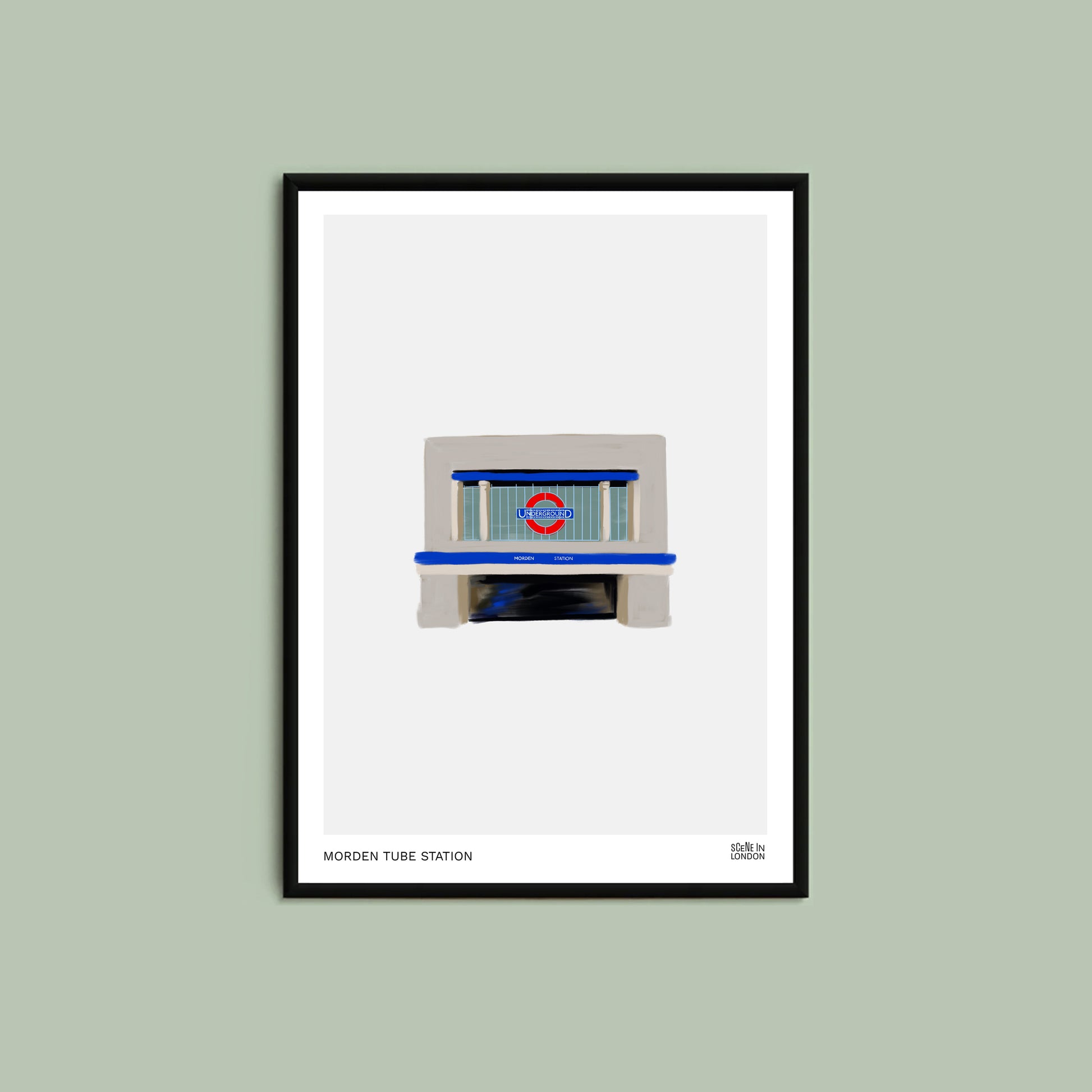 Morden London tube station art print