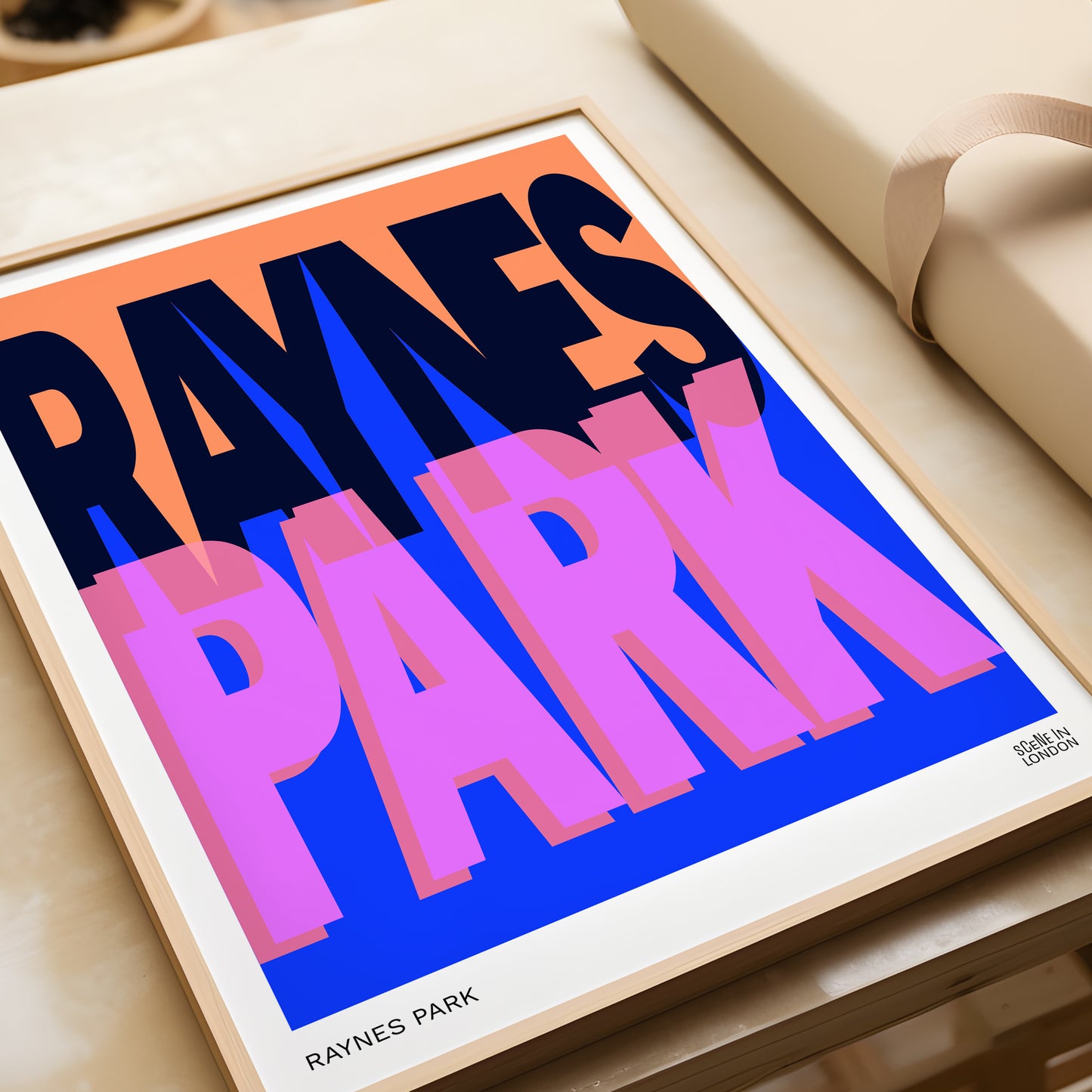 Raynes Park Layered Typography Print