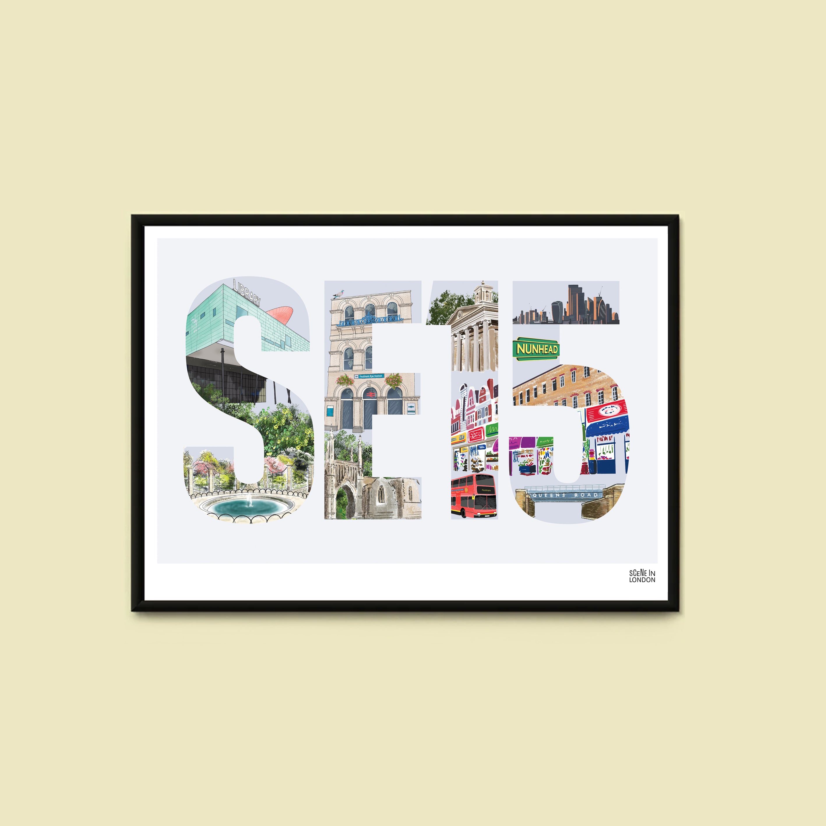 SE15 Peckham and Nunhead Postcode Print – London art prints and gifts ...