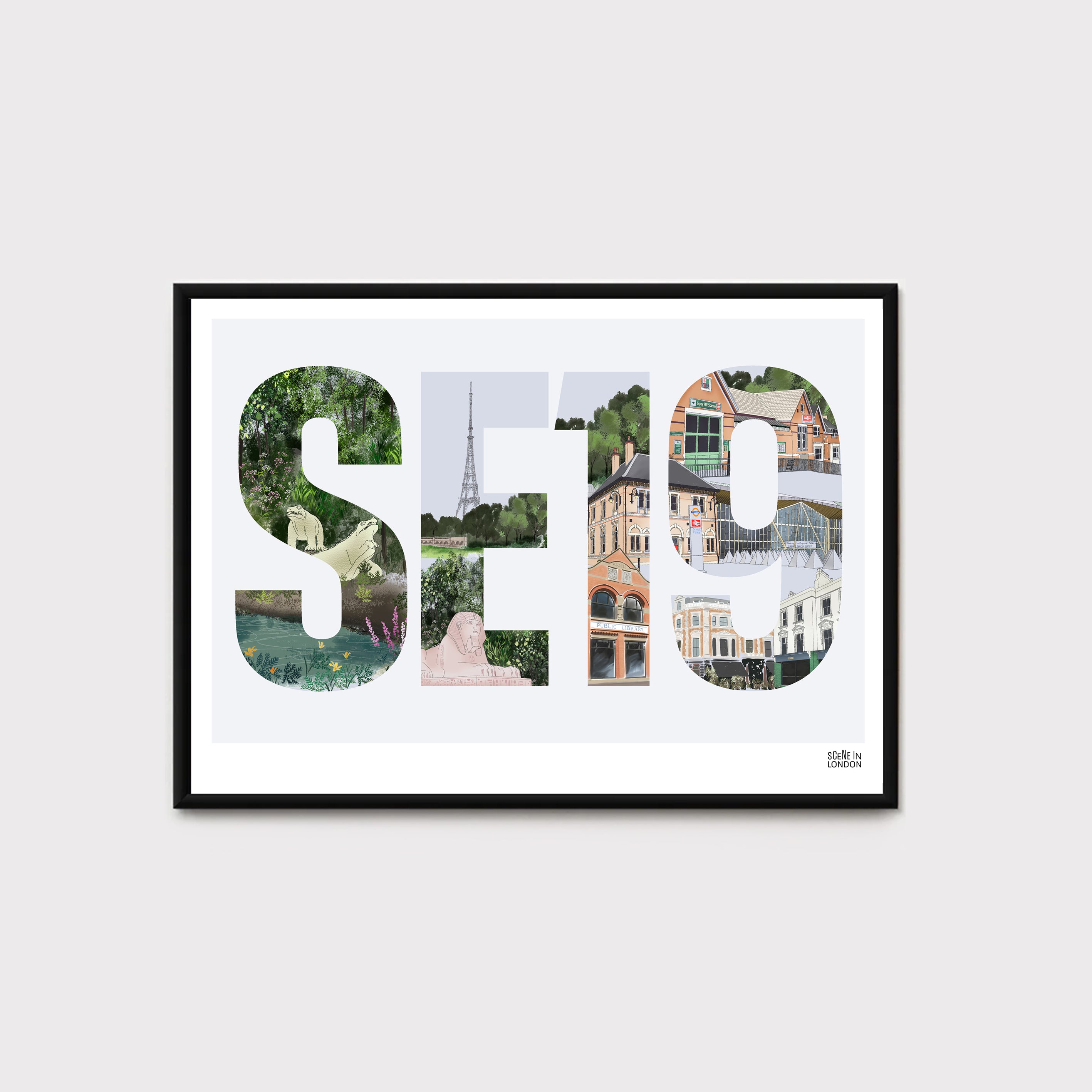 SE19 Crystal Palace and Gipsy Hill Postcode Print – London art prints ...