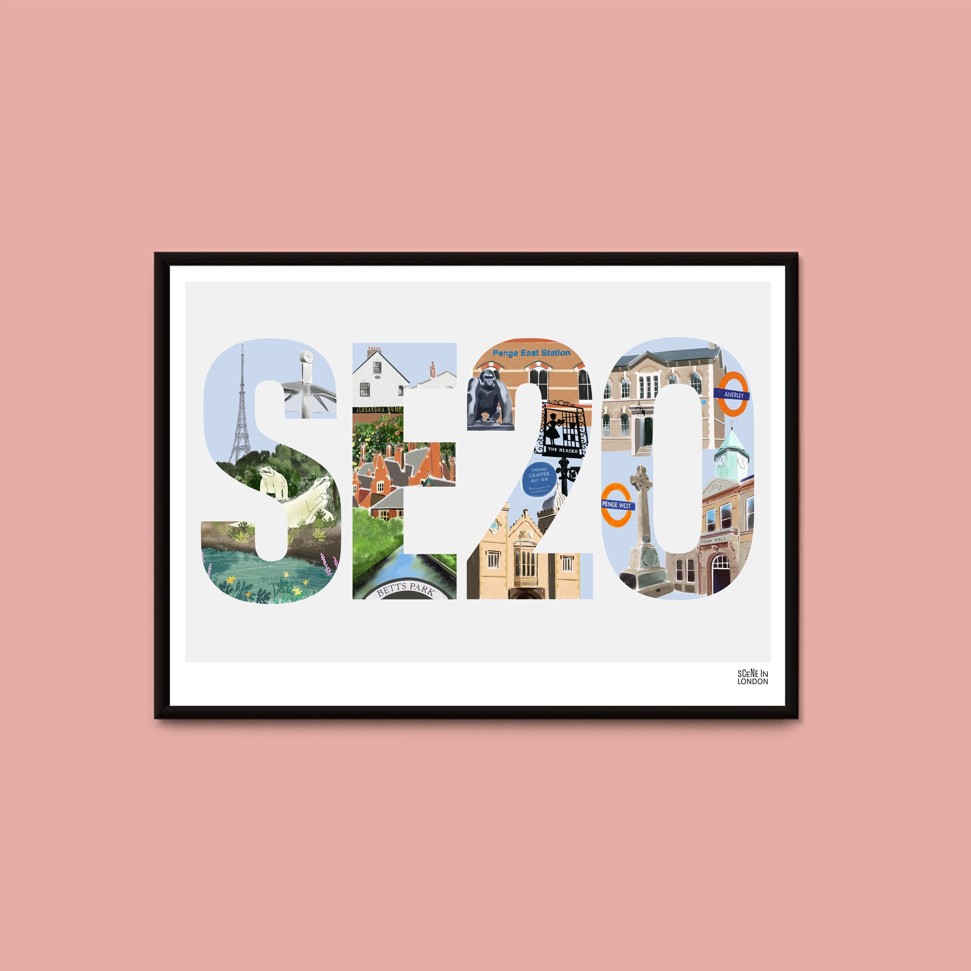 Print featuring places in SE20, Penge and Anerley in London