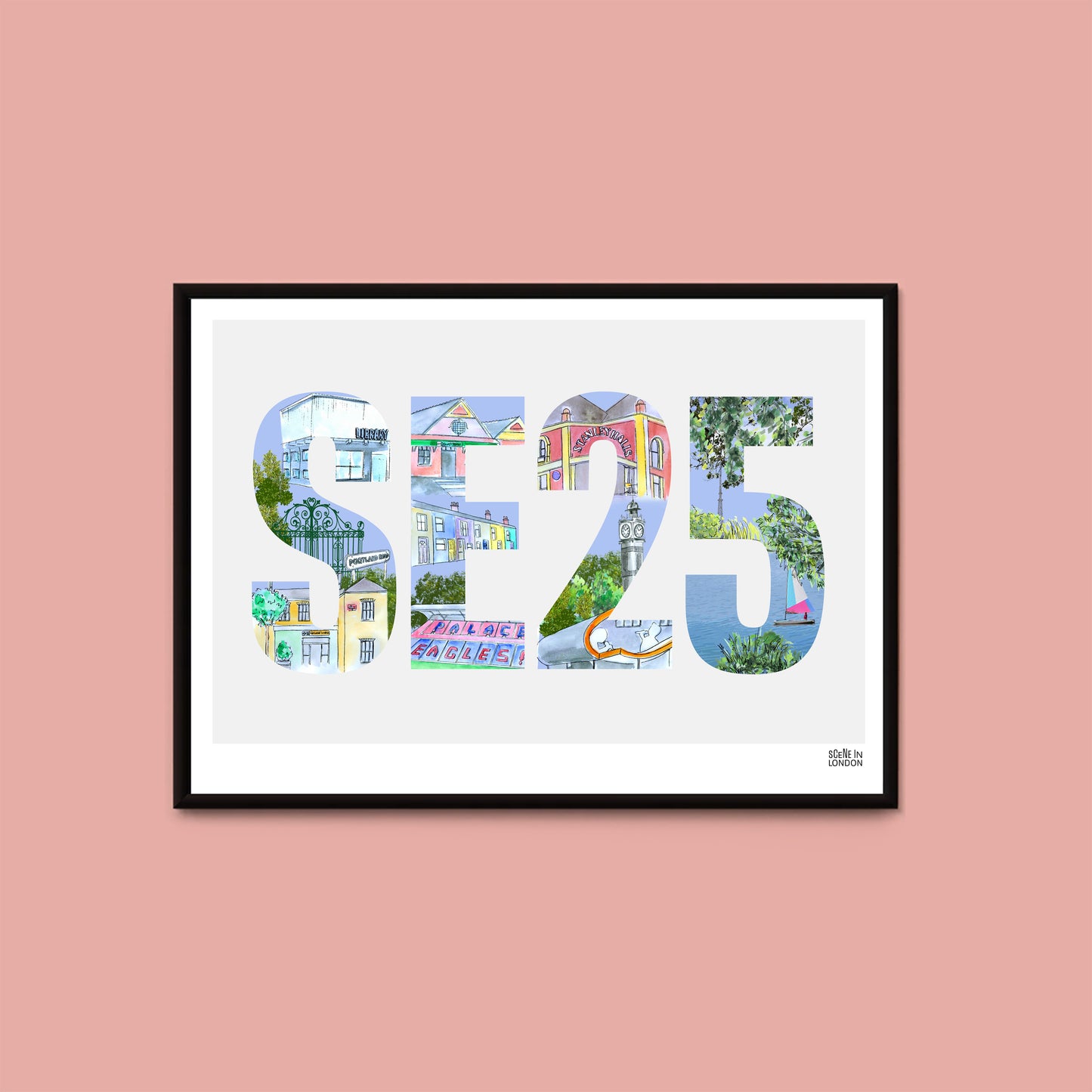 Croydon print featuring pleaces in SE25, Selhurst and South Norwood