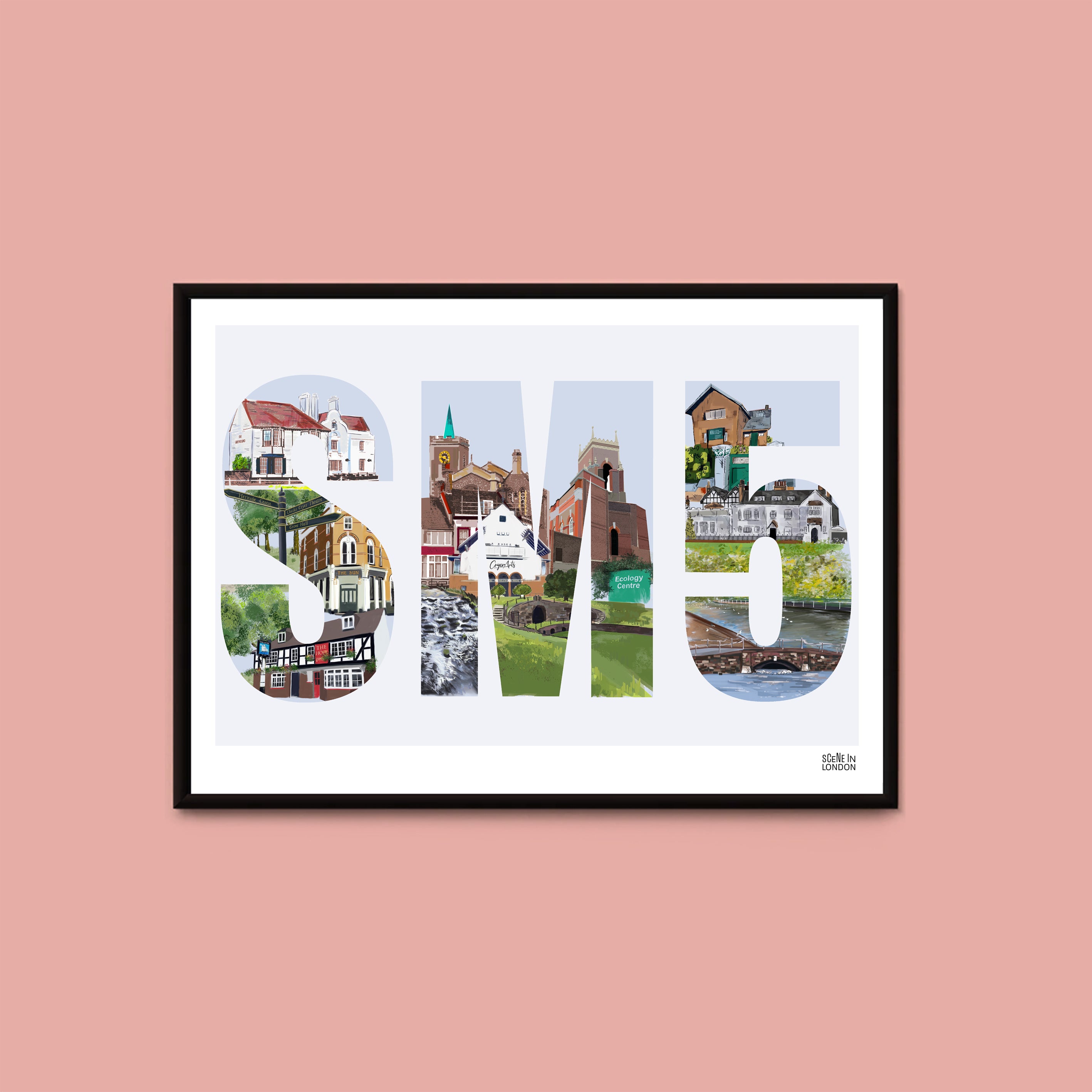 SM5 Carshalton Postcode Print – London art prints and gifts by Scene in ...