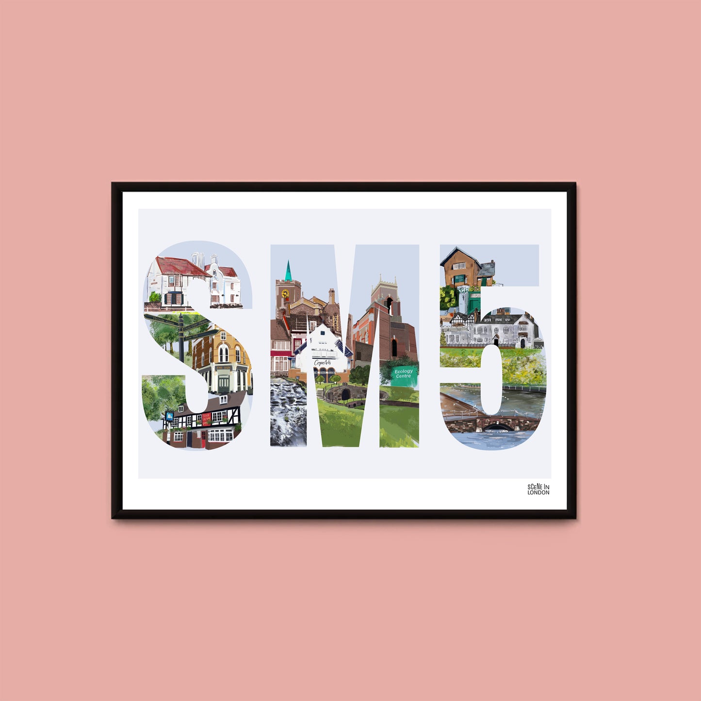 SM5 Carshalton Postcode Print