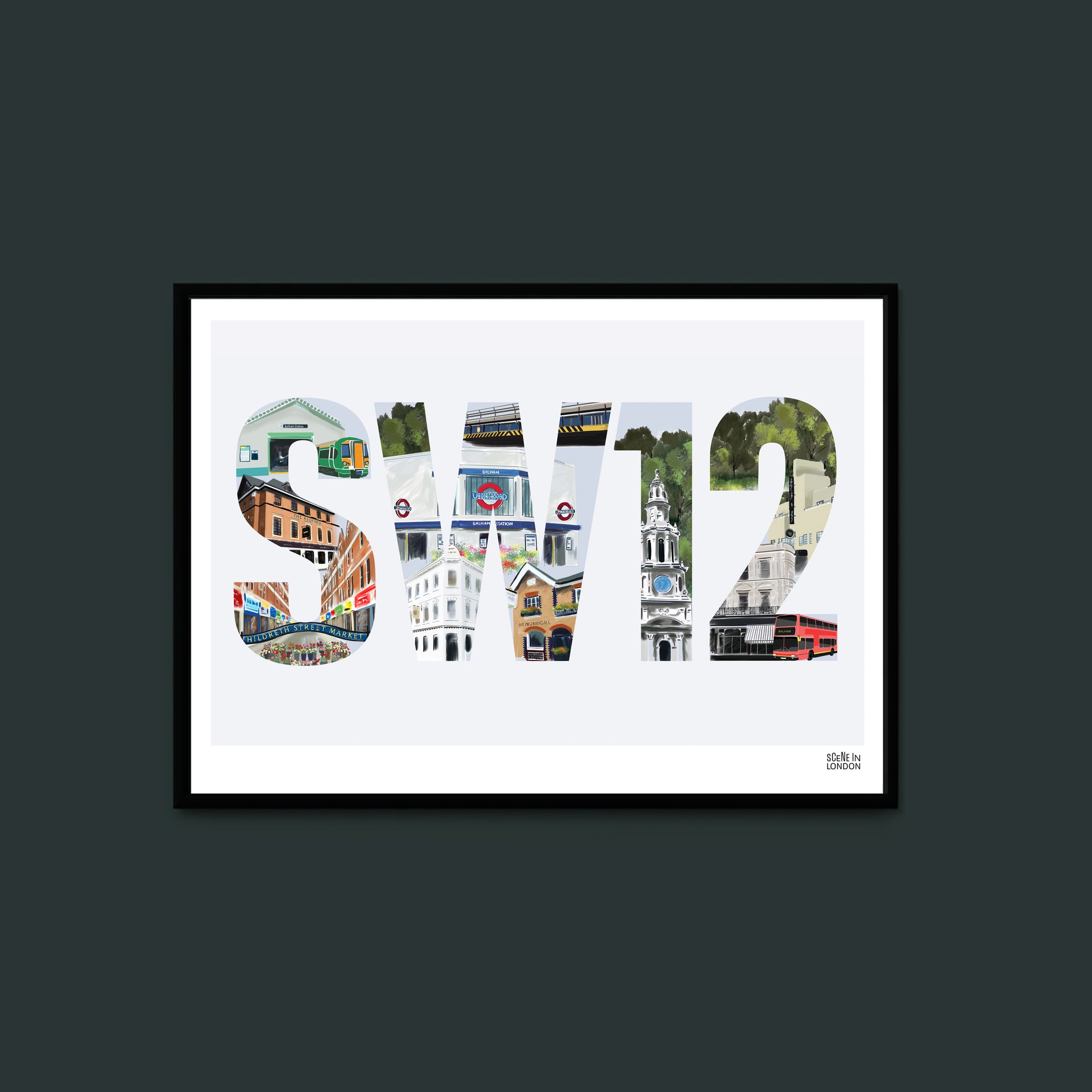Balham art print featuring places in SW12, London
