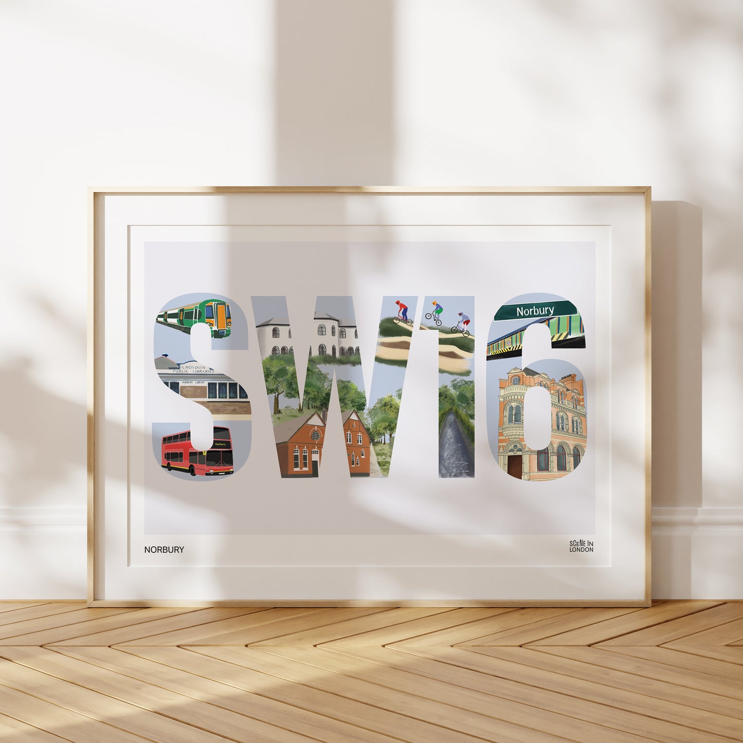 SW16 Norbury Postcode Print – London art prints and gifts by Scene in ...