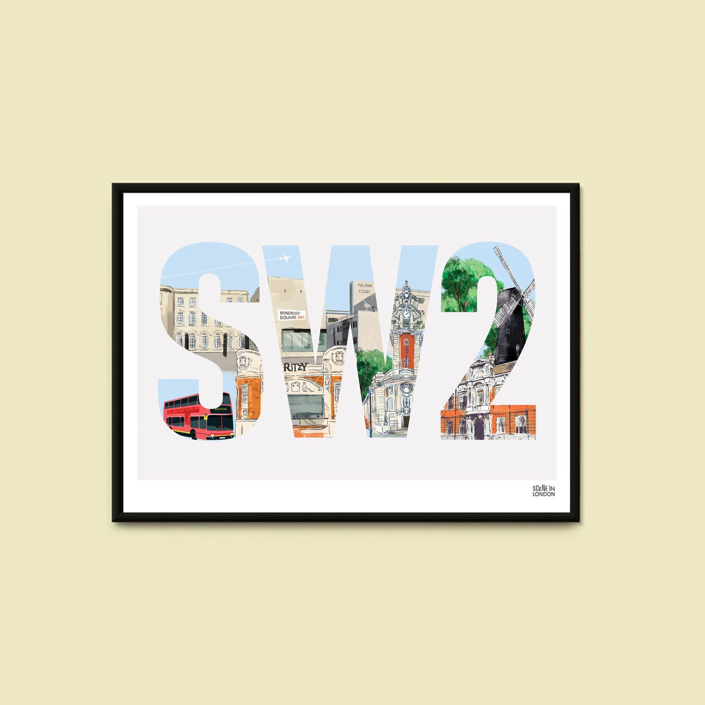 Brixton art print featuring places in SW2, London
