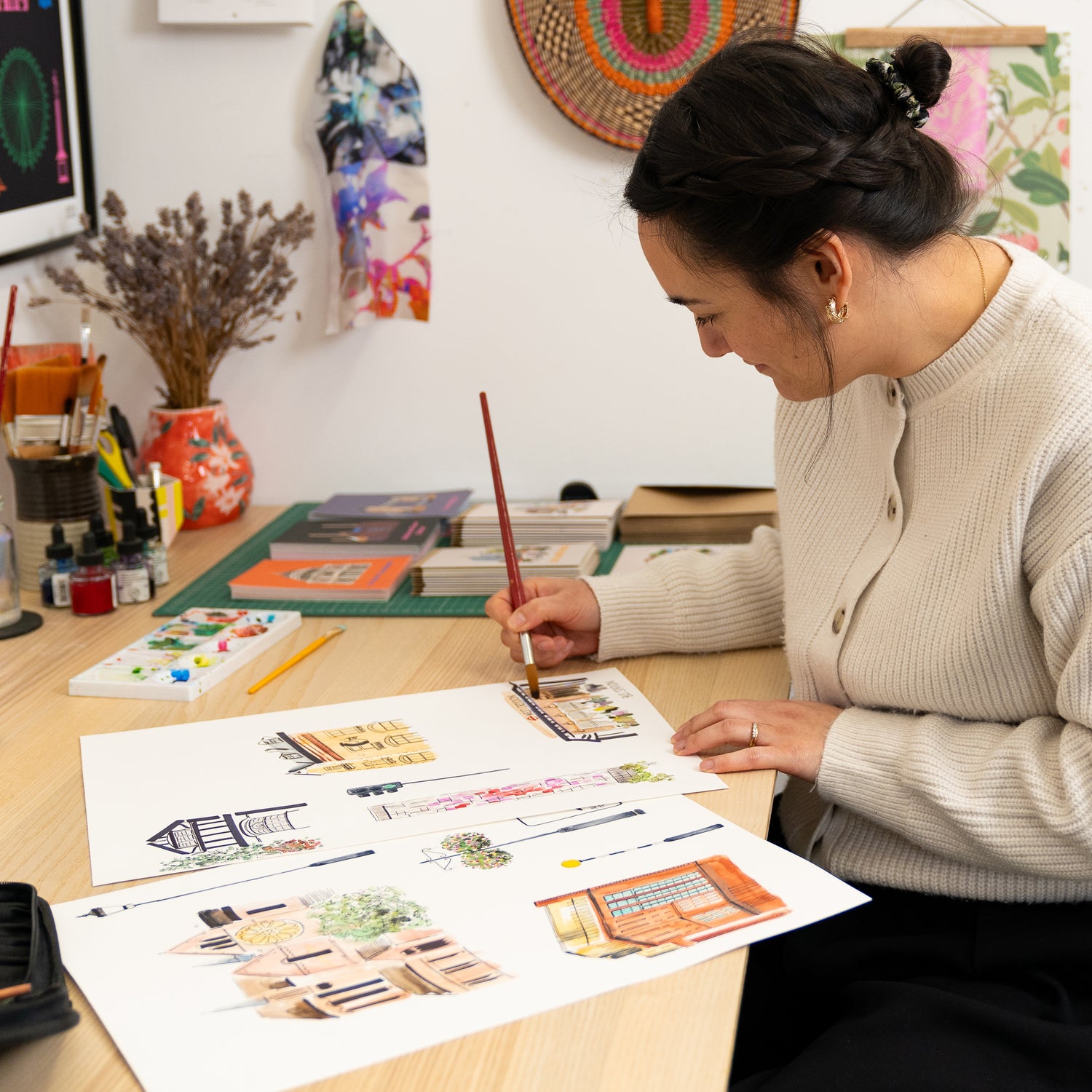 Samantha Foley from Scene in London painting in her Croydon art studio