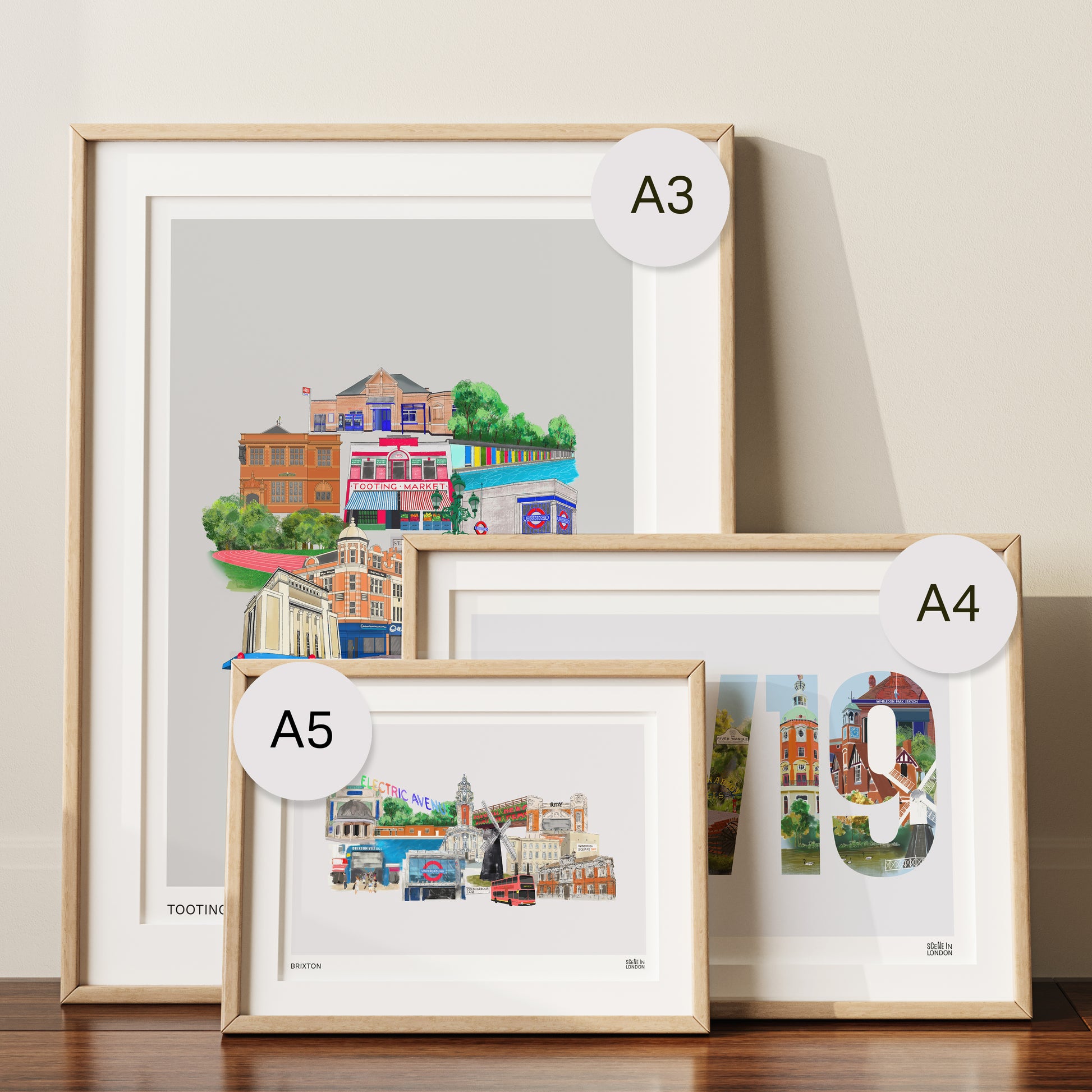 London illustrations in frames