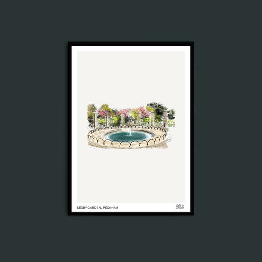 Peckham illustration of Sexby Garden in Peckham, London