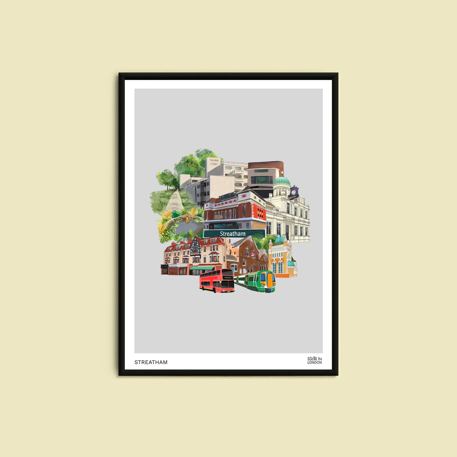 Streatham art print featuring places in Streatham, London
