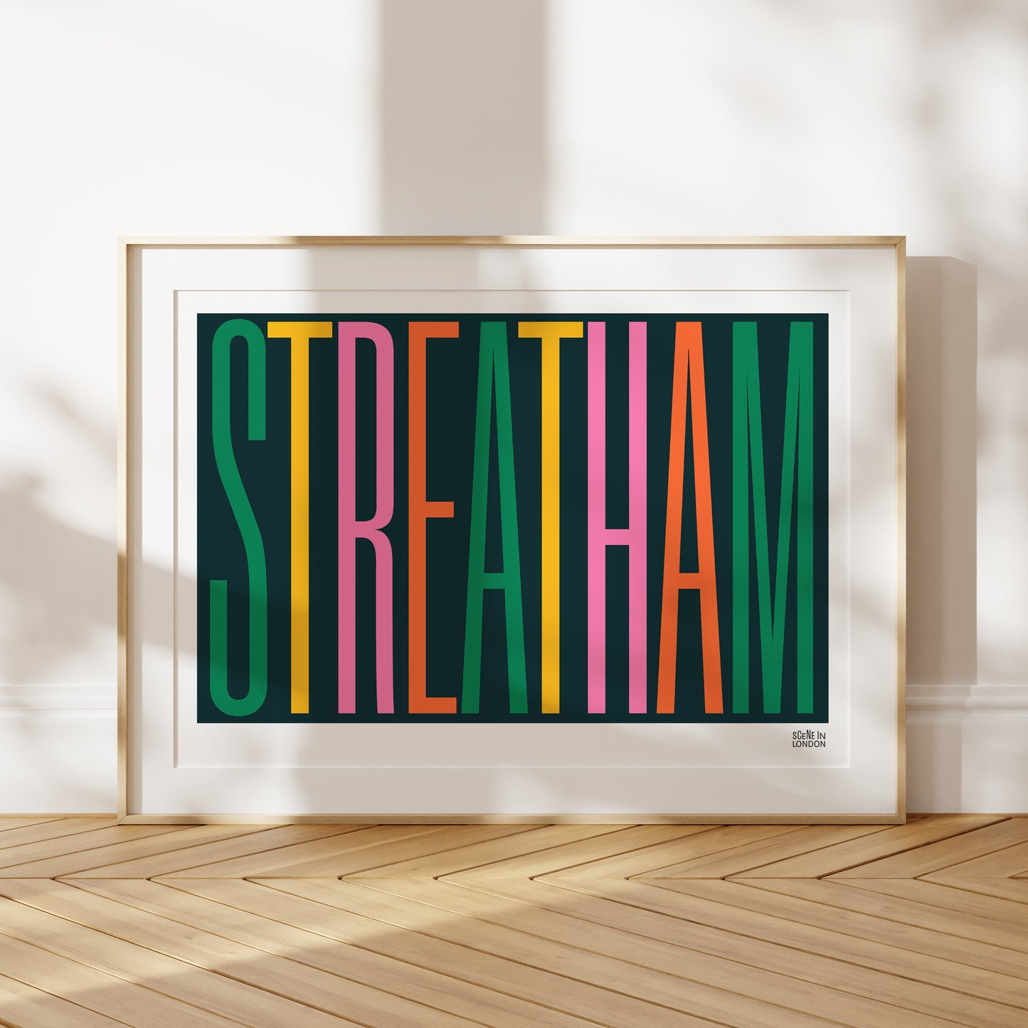 Streatham framed typographic art print